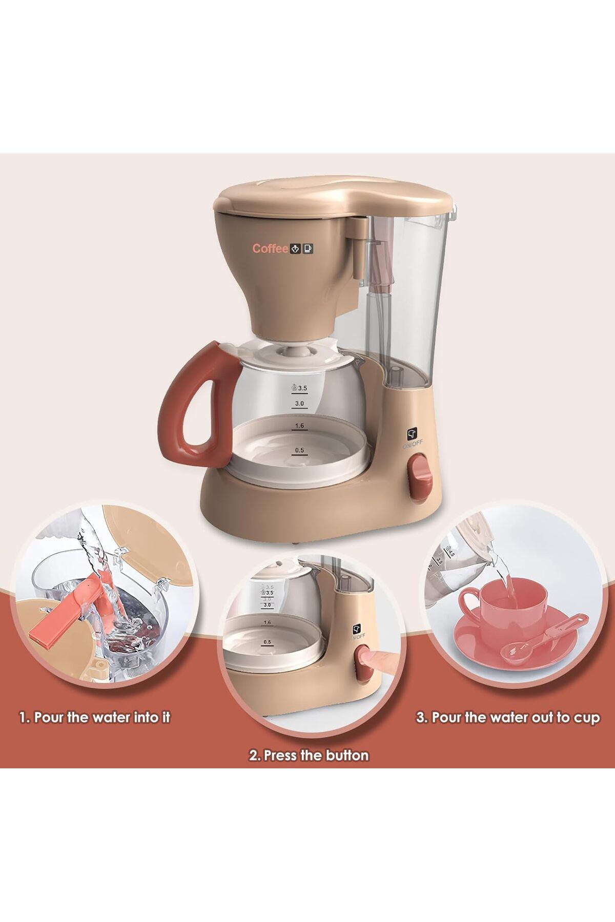 Veluoess-Children's Toy Kitchen Set Coffee Maker, Blender, Mixer, Toaster and Attachments 3