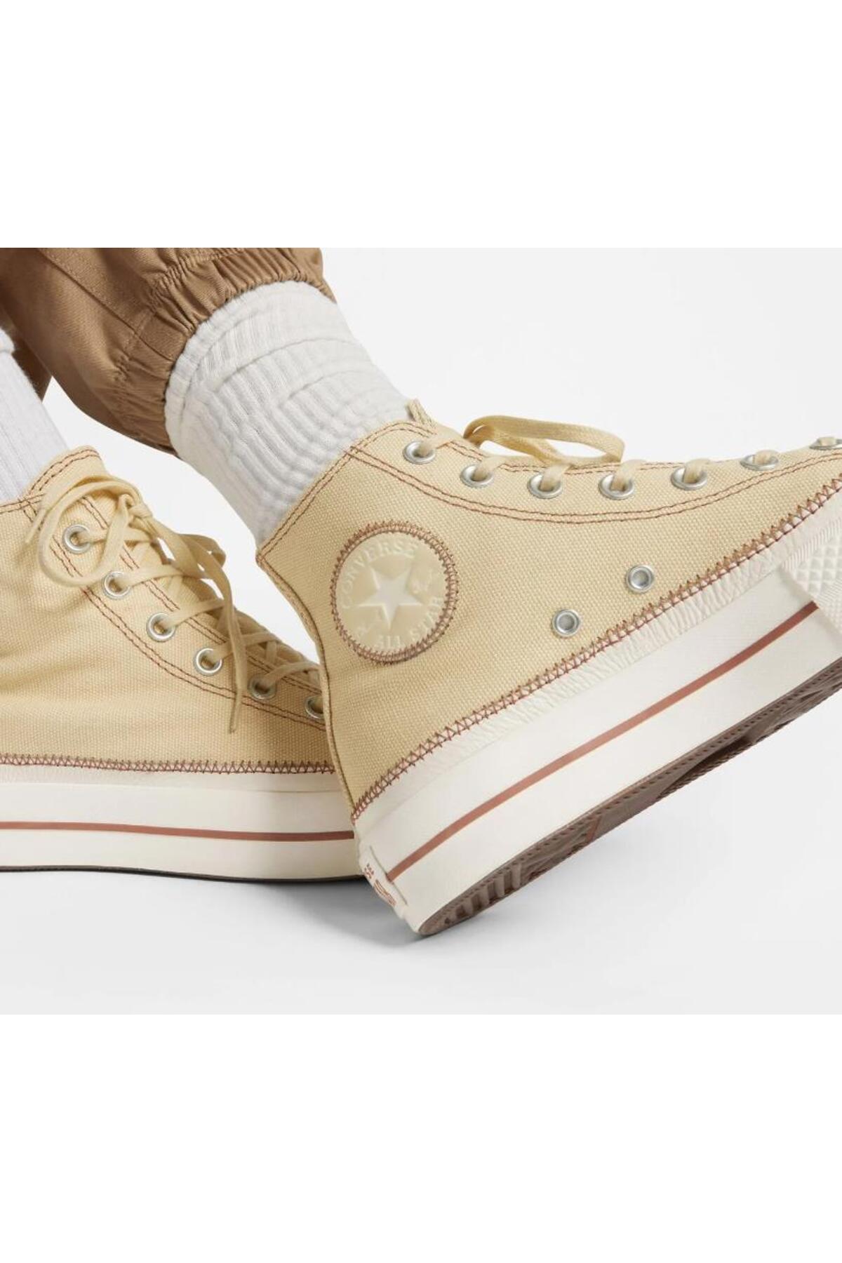 کفش Converse کانورس اسپرت روزمره زرد رنگ پلتفرم All Star Chuck Taylor اورجینال - تصویر 7