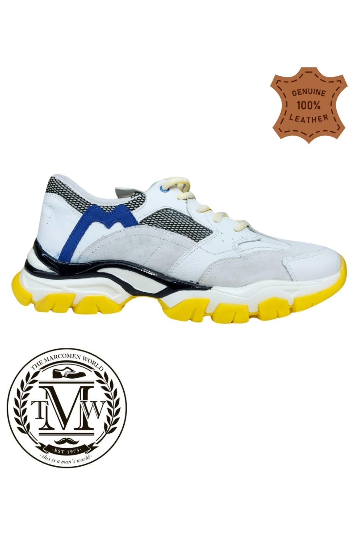 MARCOMEN-Pantofort alb casual pentru bărbați, din piele naturală, cu talpă anatomică 2
