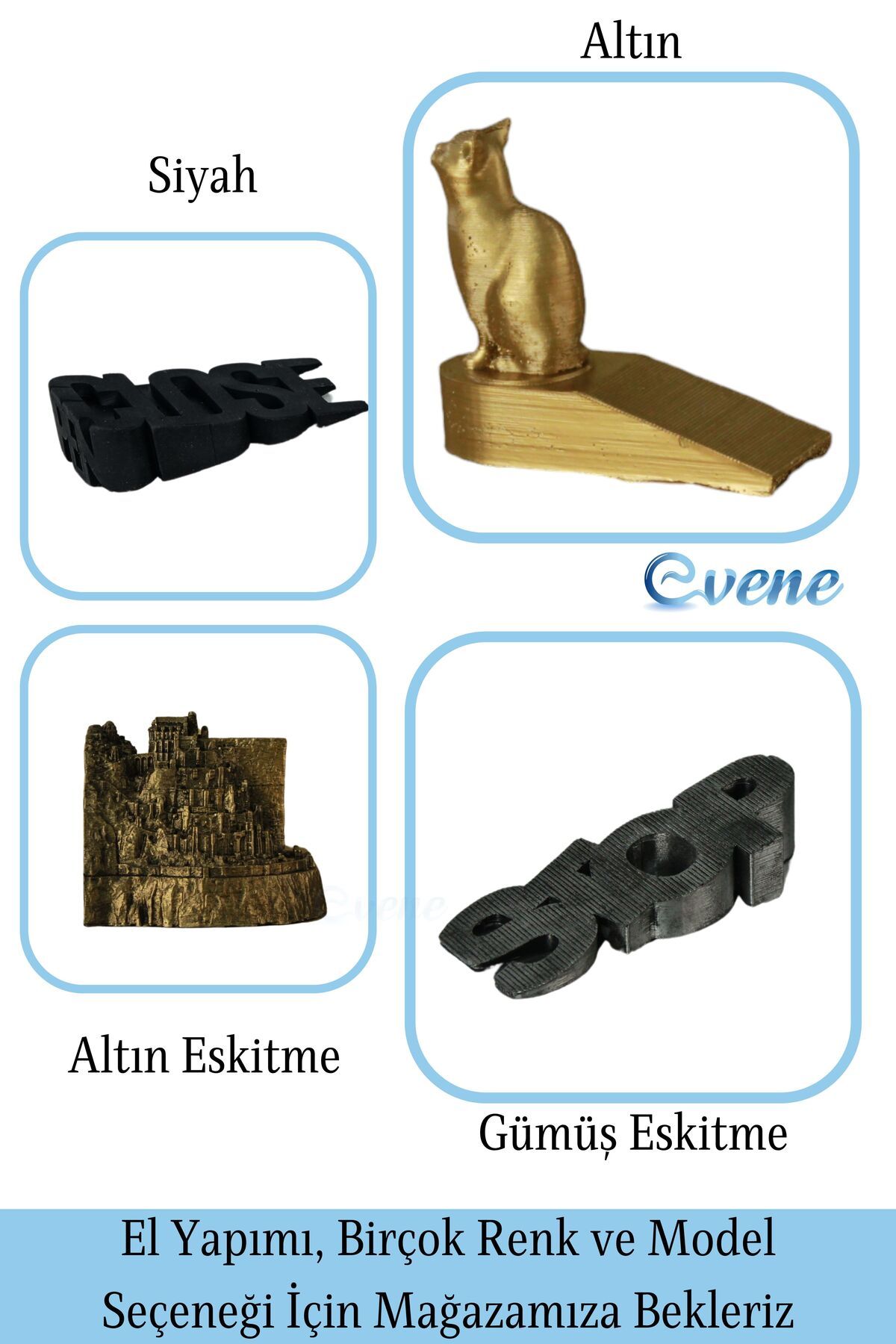 Evene-Black Decorative Door Stopper - 4Pcs Model Holder and Stopper 8
