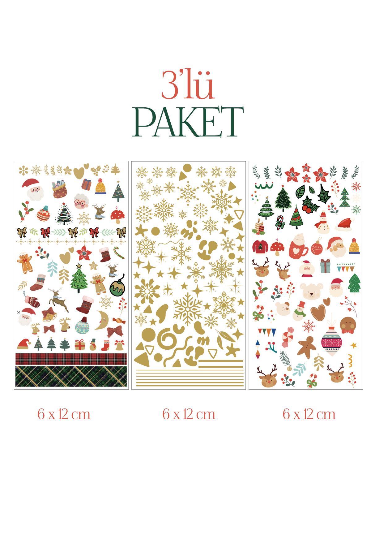 Flash Tattoos® Yılbaşı Noel Christmas Kış Desenler Tırnak Dövmesi 3'lü Paket