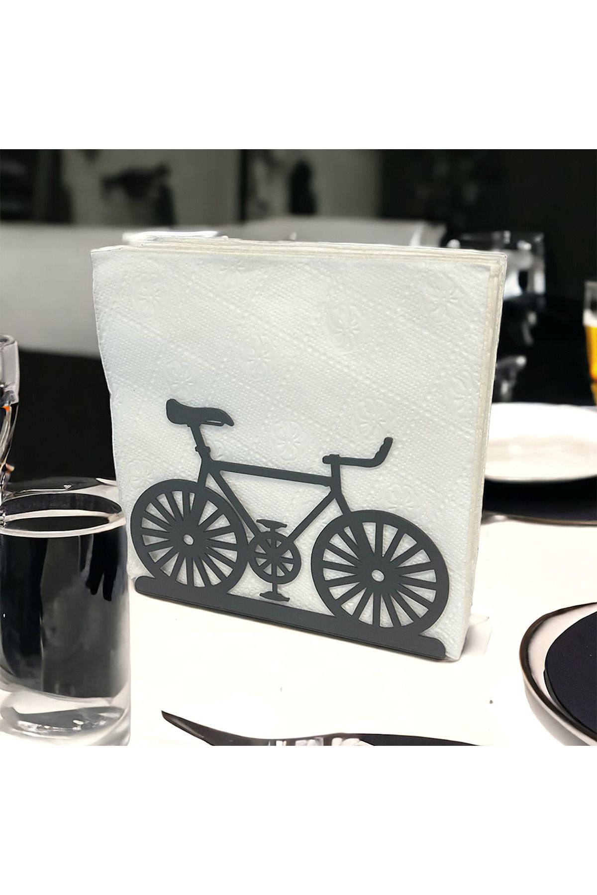 decorelax-Suport pentru șervețele din metal negru cu tematică pentru biciclete 2