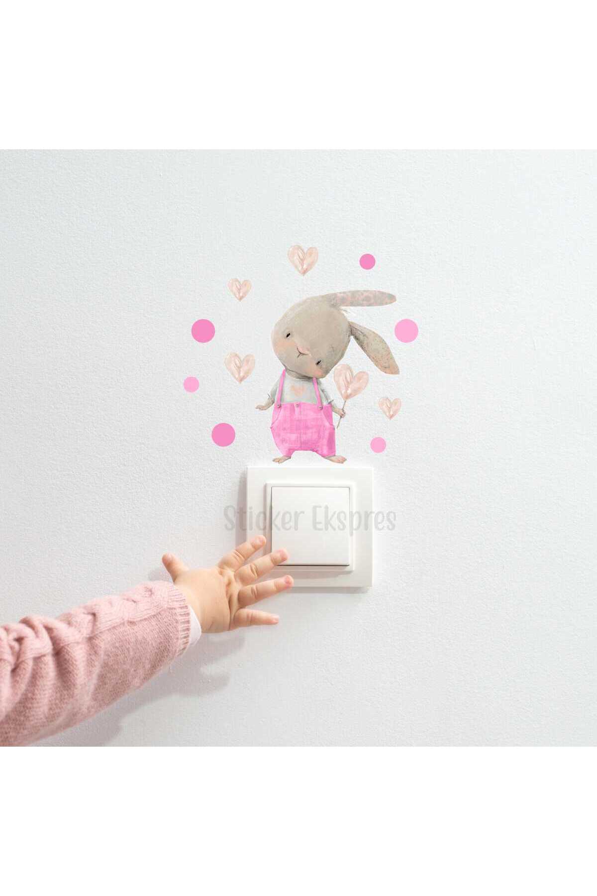 Sticker Ekspres Pembe Tulumlu Tavşan P6 Priz Sticker fotoğrafı 2 (önizleme)