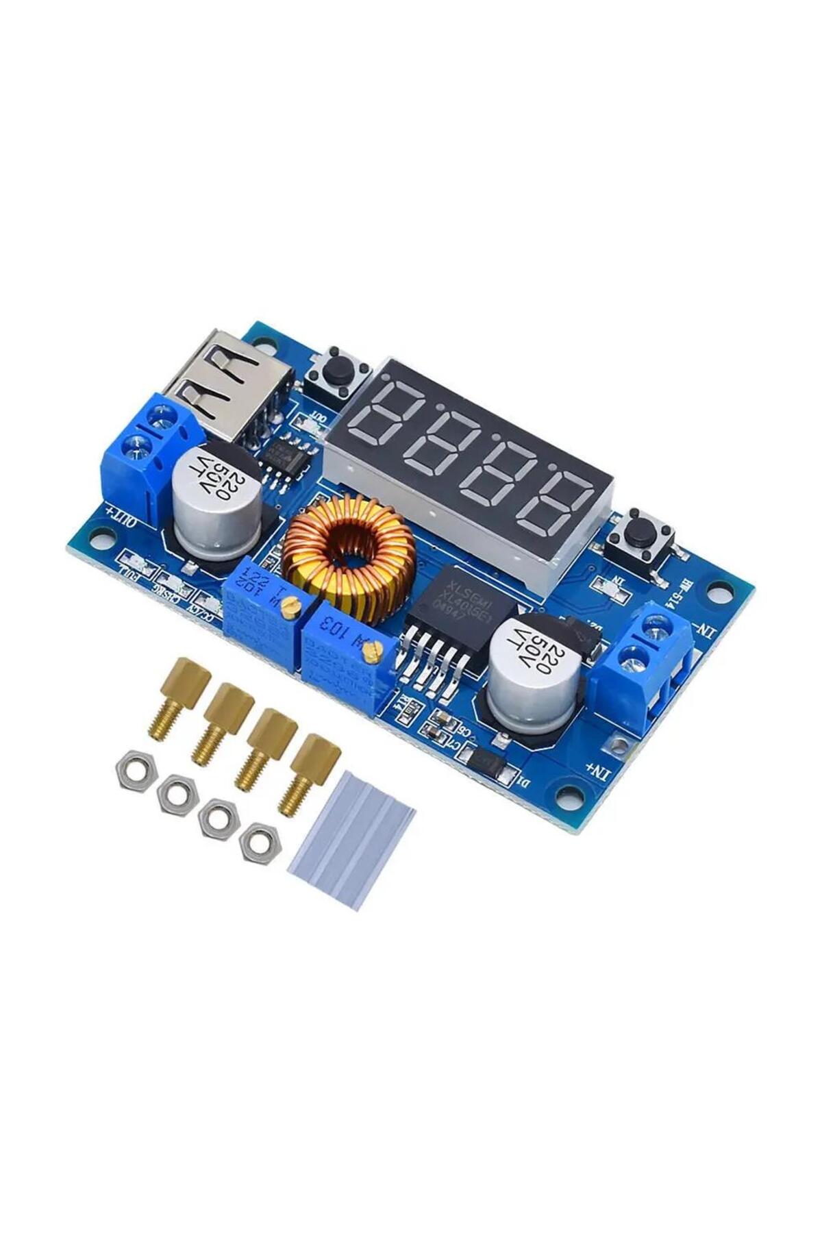 XL4015 75W 5A DC-DC Voltmetre Ekranlı (4Digits) Voltaj Düşürücü Modül(Usb Çıkışlı)