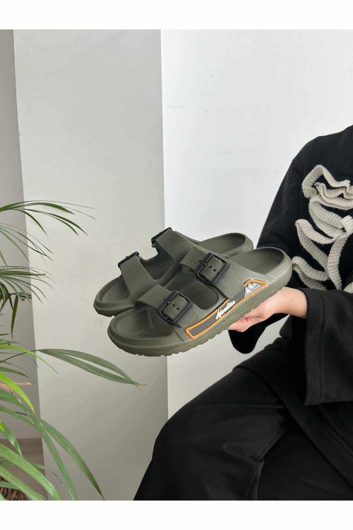 Behtah Kundura-Men's Double Buckle Pool Lightweight Soft and Flexible Non-Slip Beach Pool Daily Slippers 1