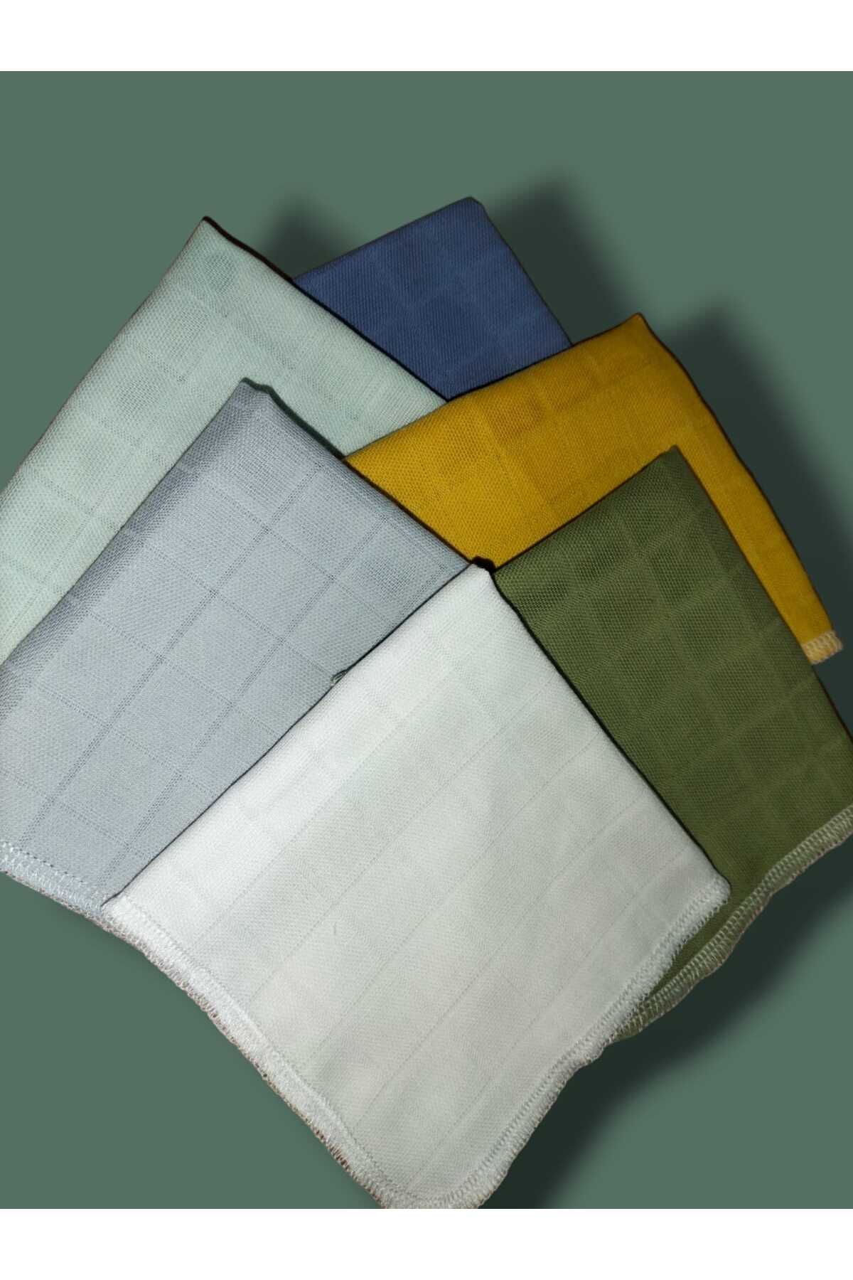 sağel 6 Adet %100 Pamuk Müslin Kumaş Bebek Ağız Mendili Ve 1 Adet Mama Önlüğü fotoğrafı 3 (önizleme)