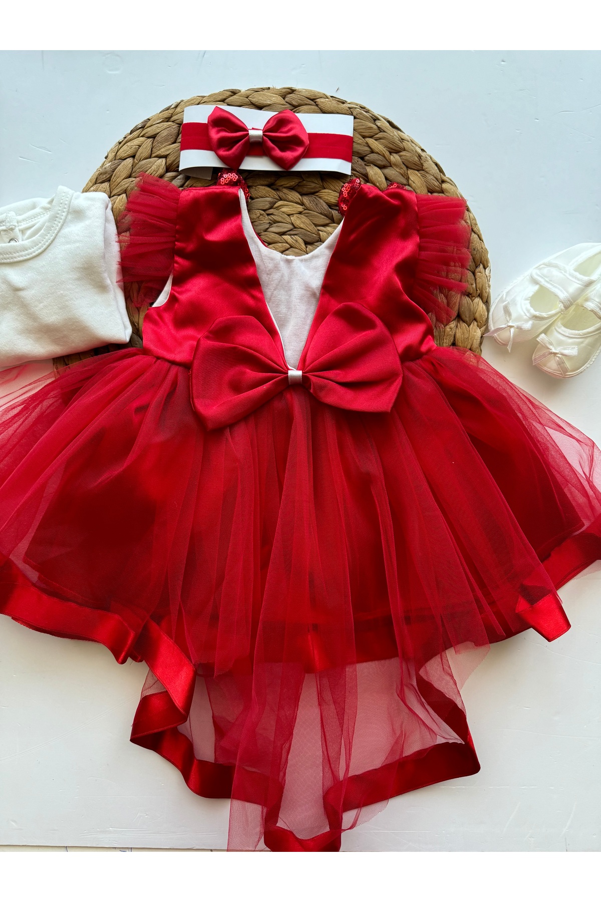 PİLEKİ BABY 0 6 AY PAYETLİ KIZ BEBEK MEVLÜT ELBİSESİ , ÖZELGÜN DÜĞÜN KINA ELBİSESİ fotoğrafı 2 (önizleme)