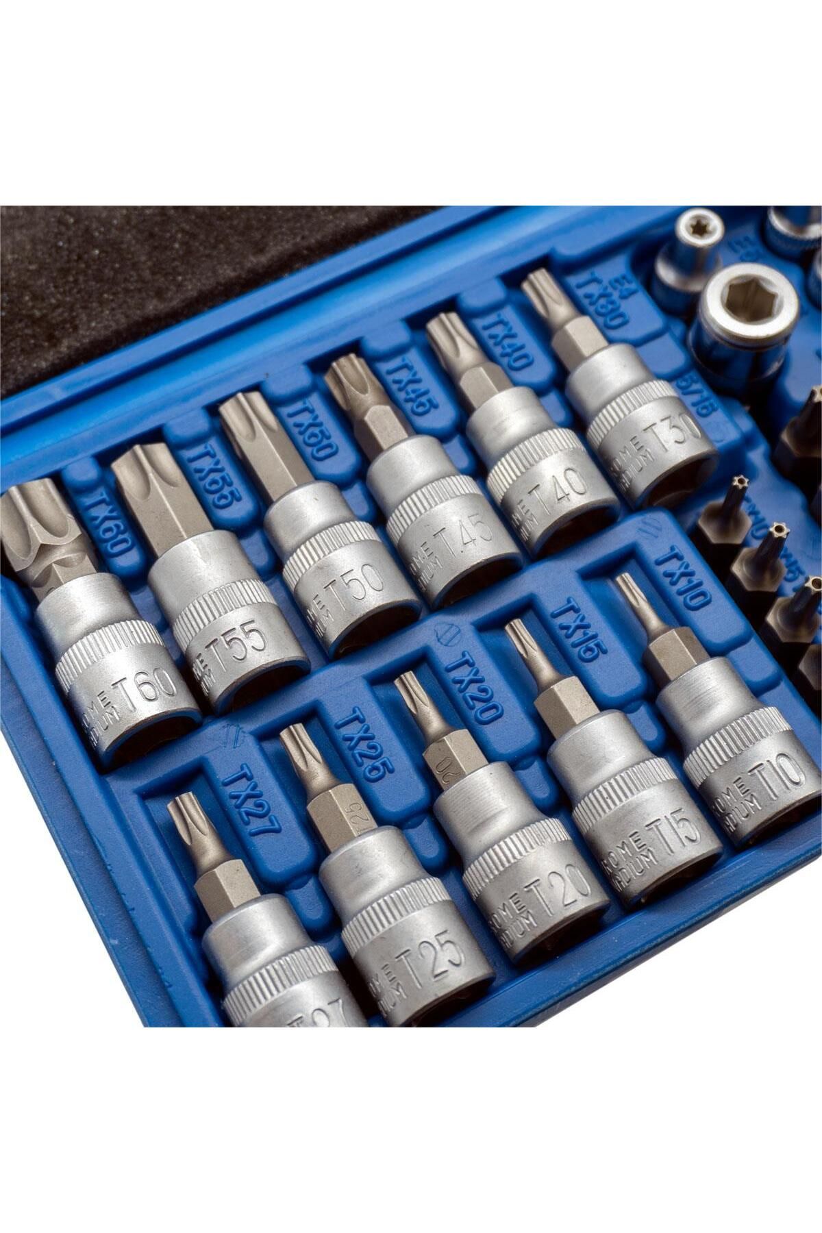 Titi-5529 3/8" - 1/4" Inner-Outer Torx Bit Ended Socket Wrench Set 34 Pieces 3
