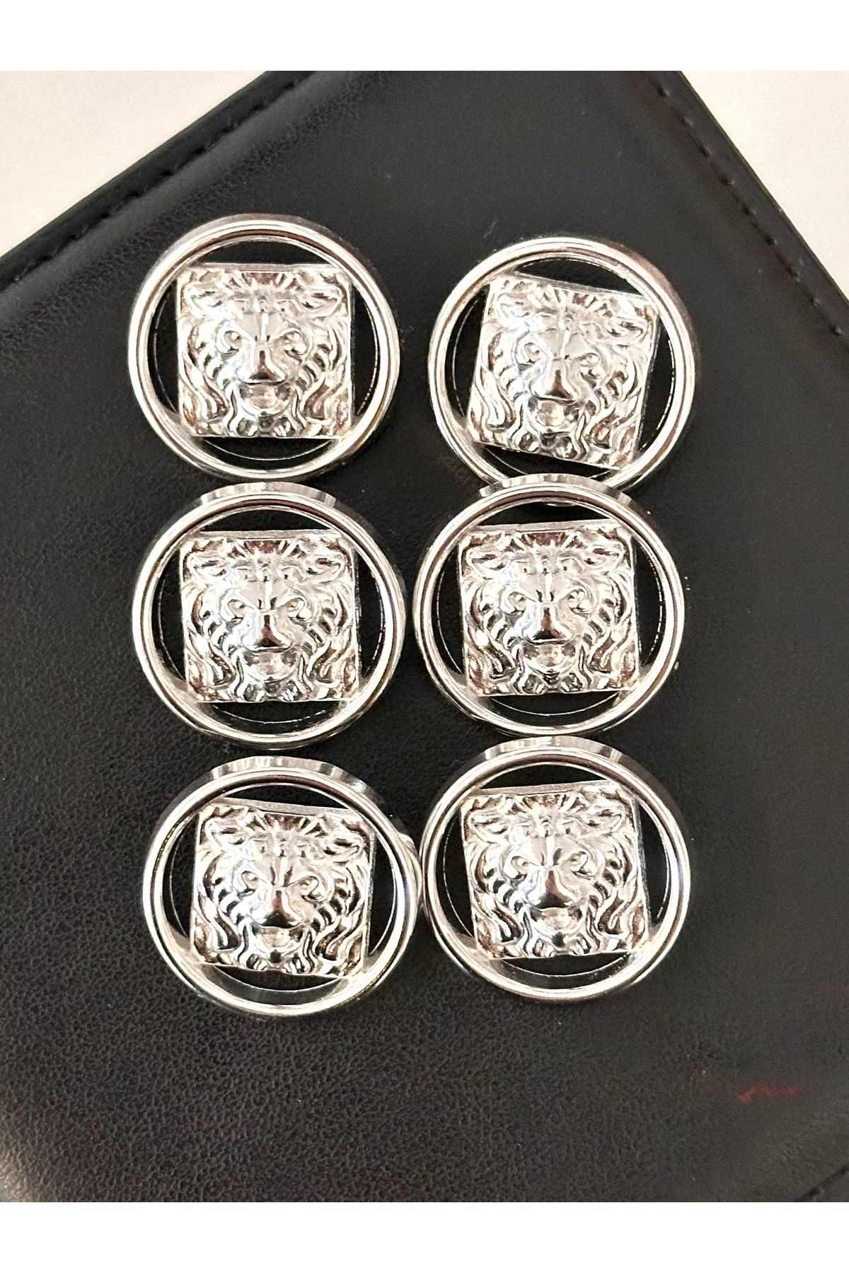 ODDA TASARIM ATÖLYESİ-Lion model silver color coat and jacket button set 3