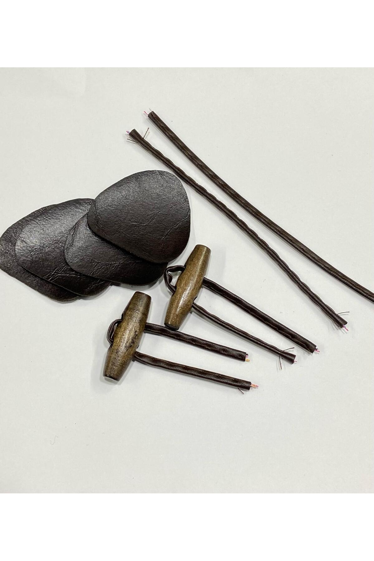 Leather Button Wooden Shepherd Button / Wooden / Set of 2