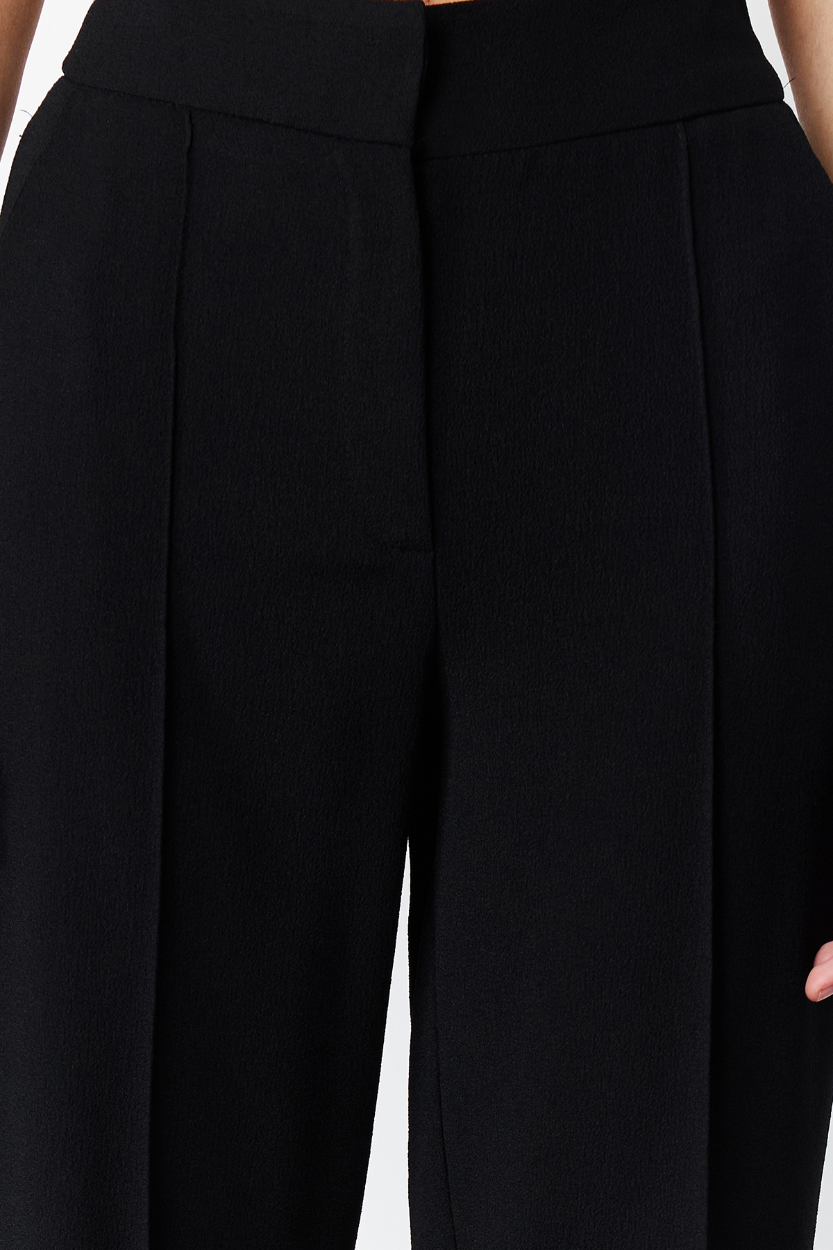 Trendyolmilla  Siyah Cigarette Nervürlü Dokuma Pantolon TWOSS24PL00117 - Görsel 5