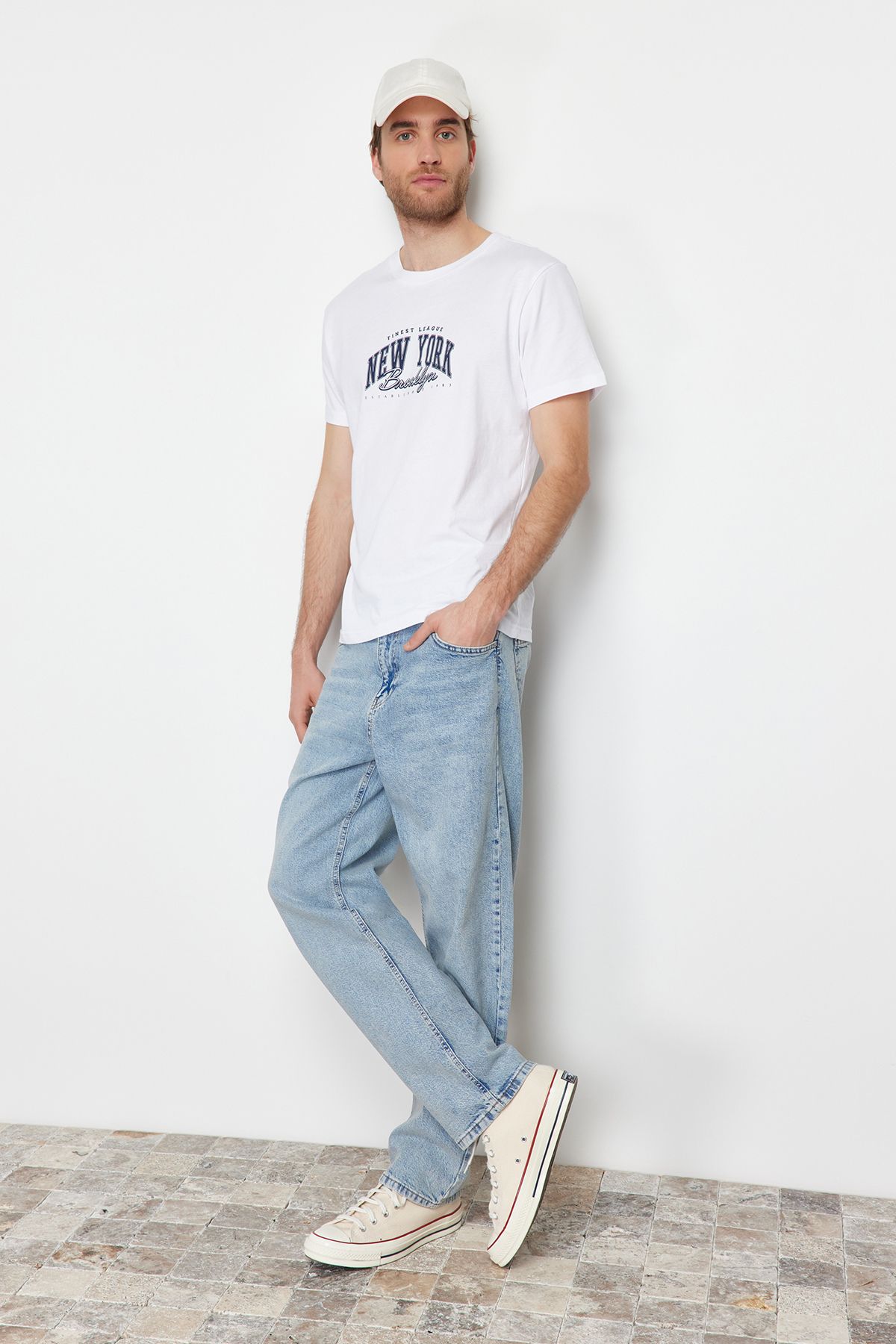 Trendyol Collection-Μπλε Baggy/90's Straight Fit Jeans Loose Jeans TMNSS24JE00012 2