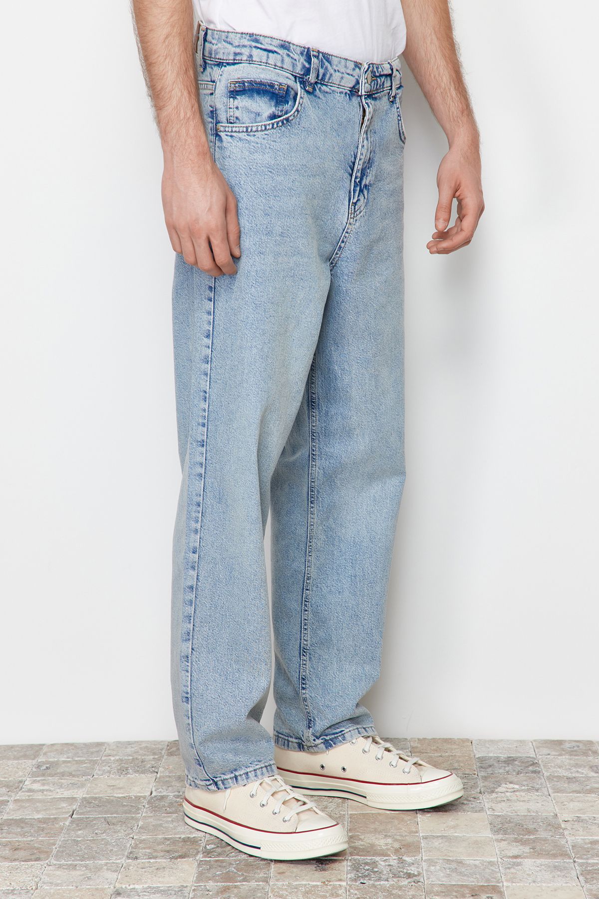 Trendyol Collection-Μπλε Baggy/90's Straight Fit Jeans Loose Jeans TMNSS24JE00012 4