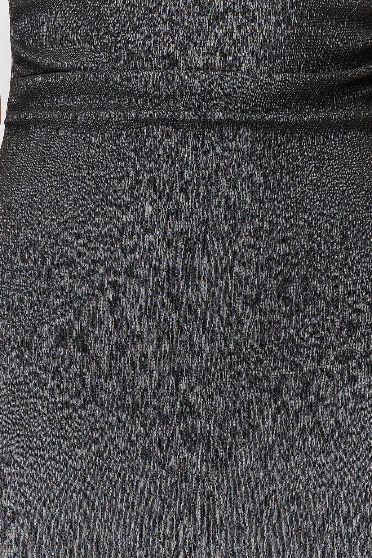 Trendyol Collection-Anthrazitfarbenes, trägerloses, gerafftes, tailliertes Midi-Bleistiftkleid aus flexiblem Strick TWOSS24EL00287 3