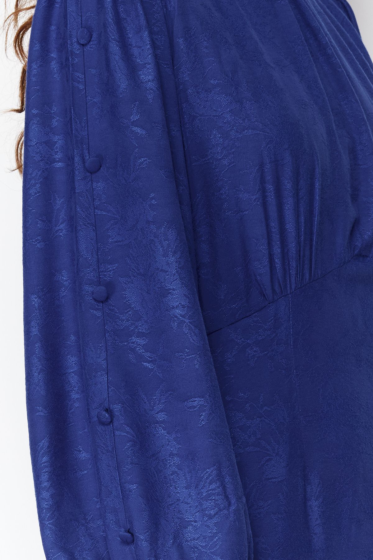 Trendyol Modest-Saks Jacquard-Blumen-Webkleid TCTSS24EB00064 8