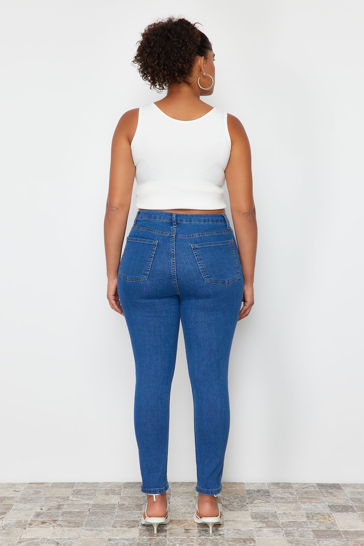 Trendyol Curve-Light Blue Extra Flexible Skinny Jeans TBBSS24CJ00006 7