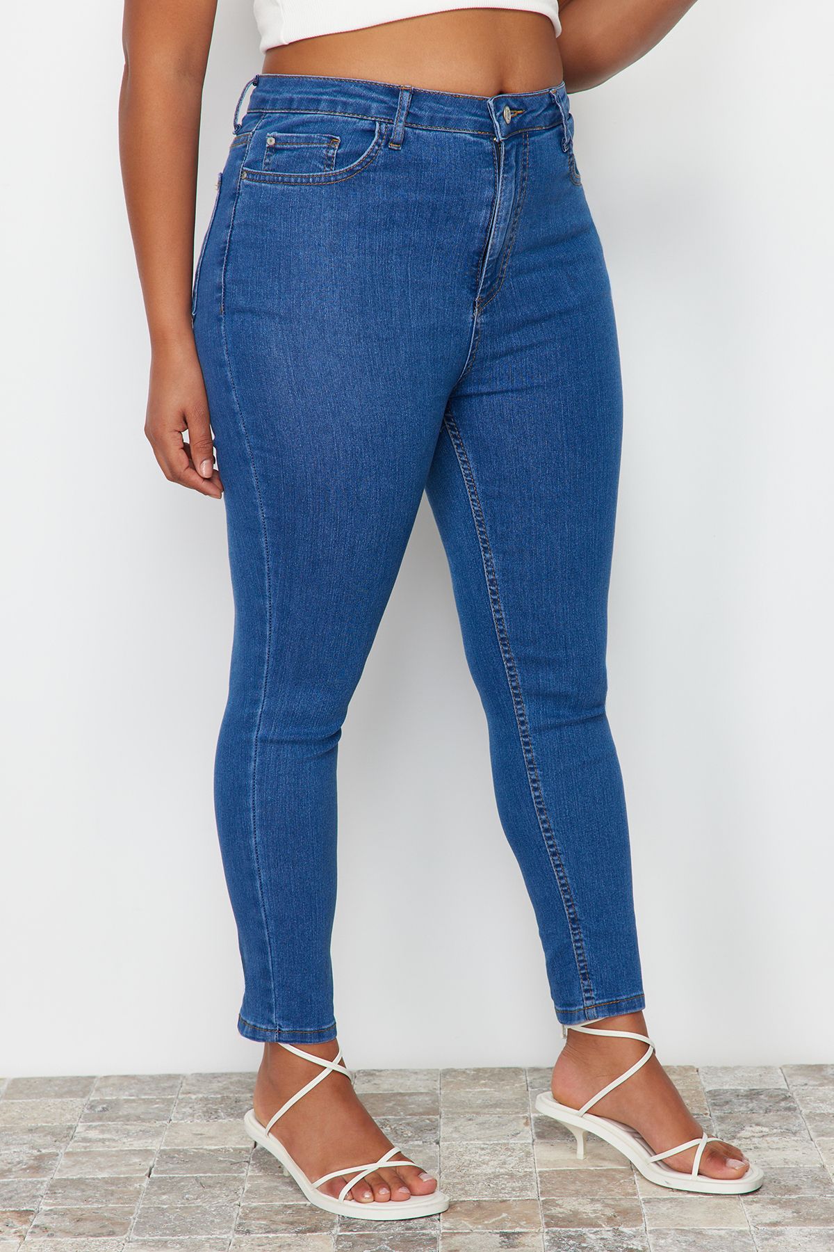 Trendyol Curve-Light Blue Extra Flexible Skinny Jeans TBBSS24CJ00006 4