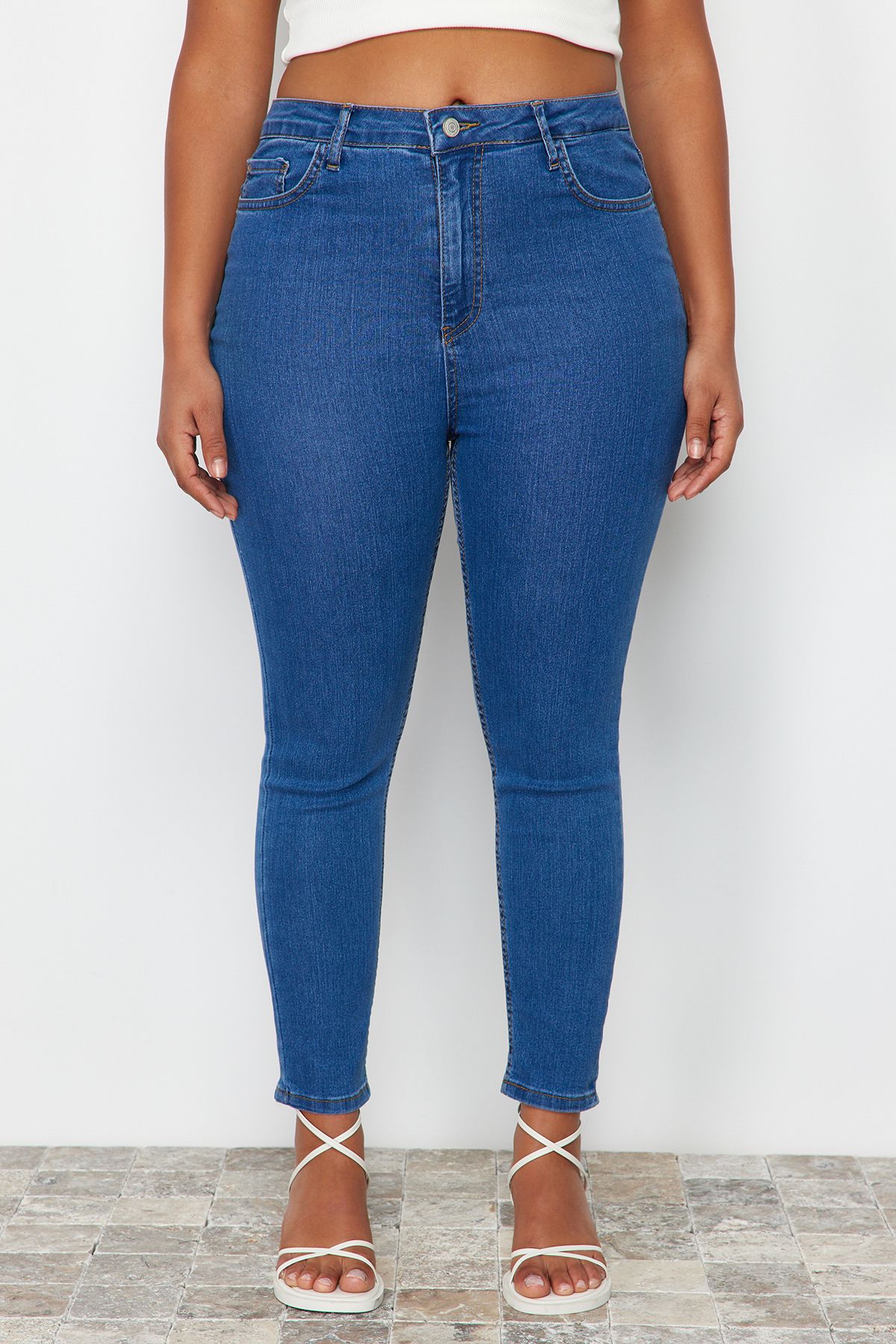 Trendyol Curve-Light Blue Extra Flexible Skinny Jeans TBBSS24CJ00006 5