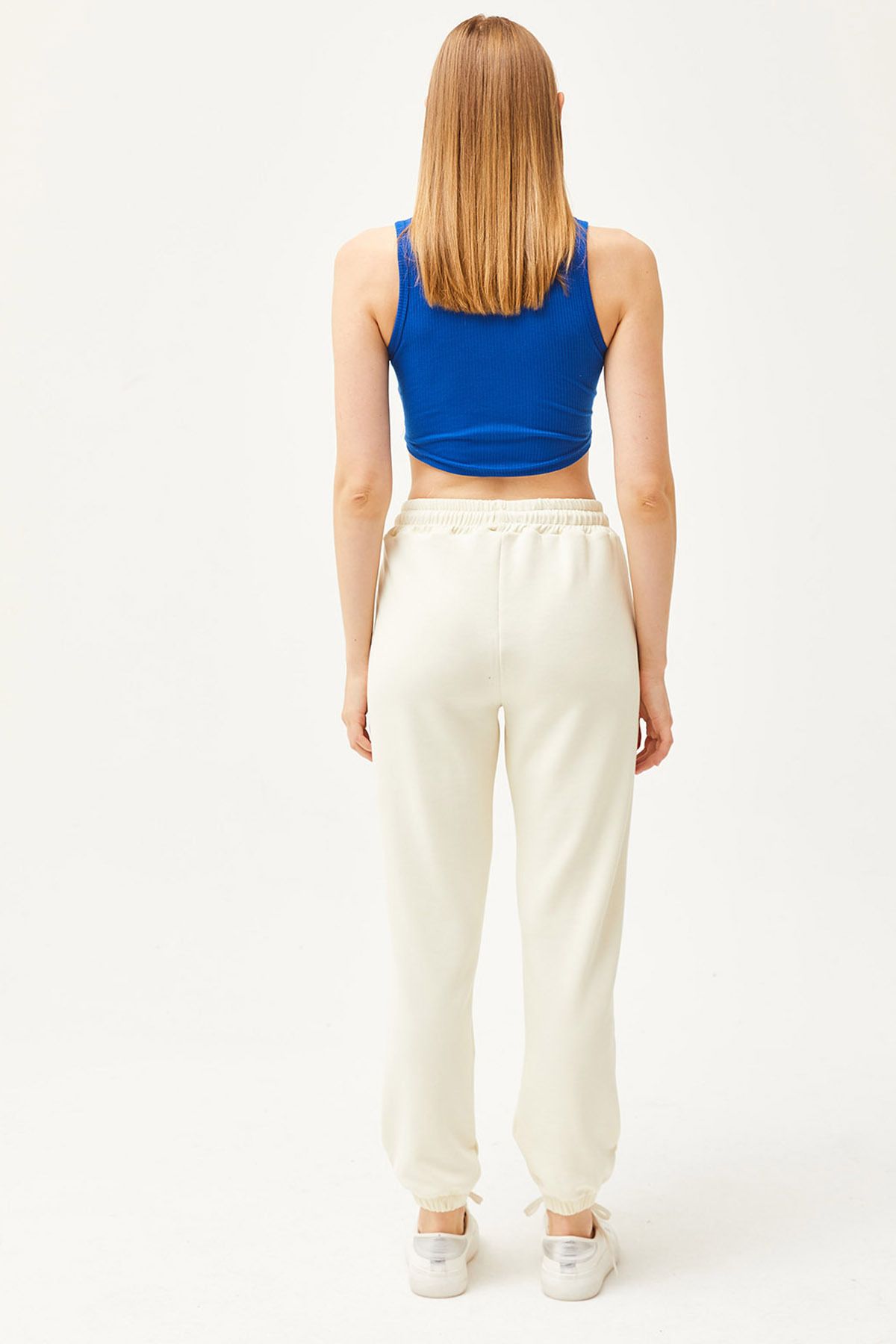 Olalook-Dámské Ecru Pocketed Soft Textured Modal Jogger tepláky EŞF-00000067 6
