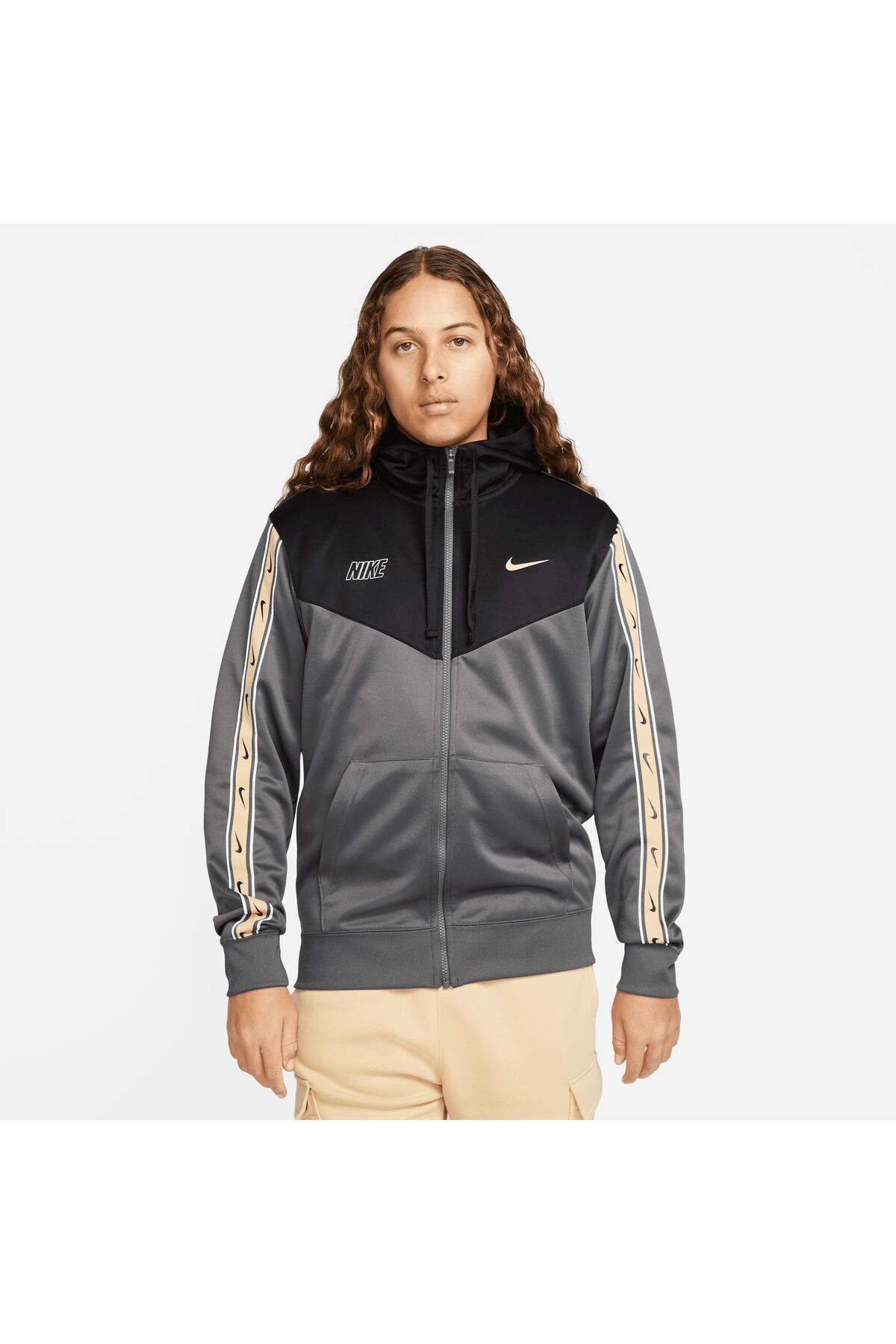 Black and shop gray nike jacket
