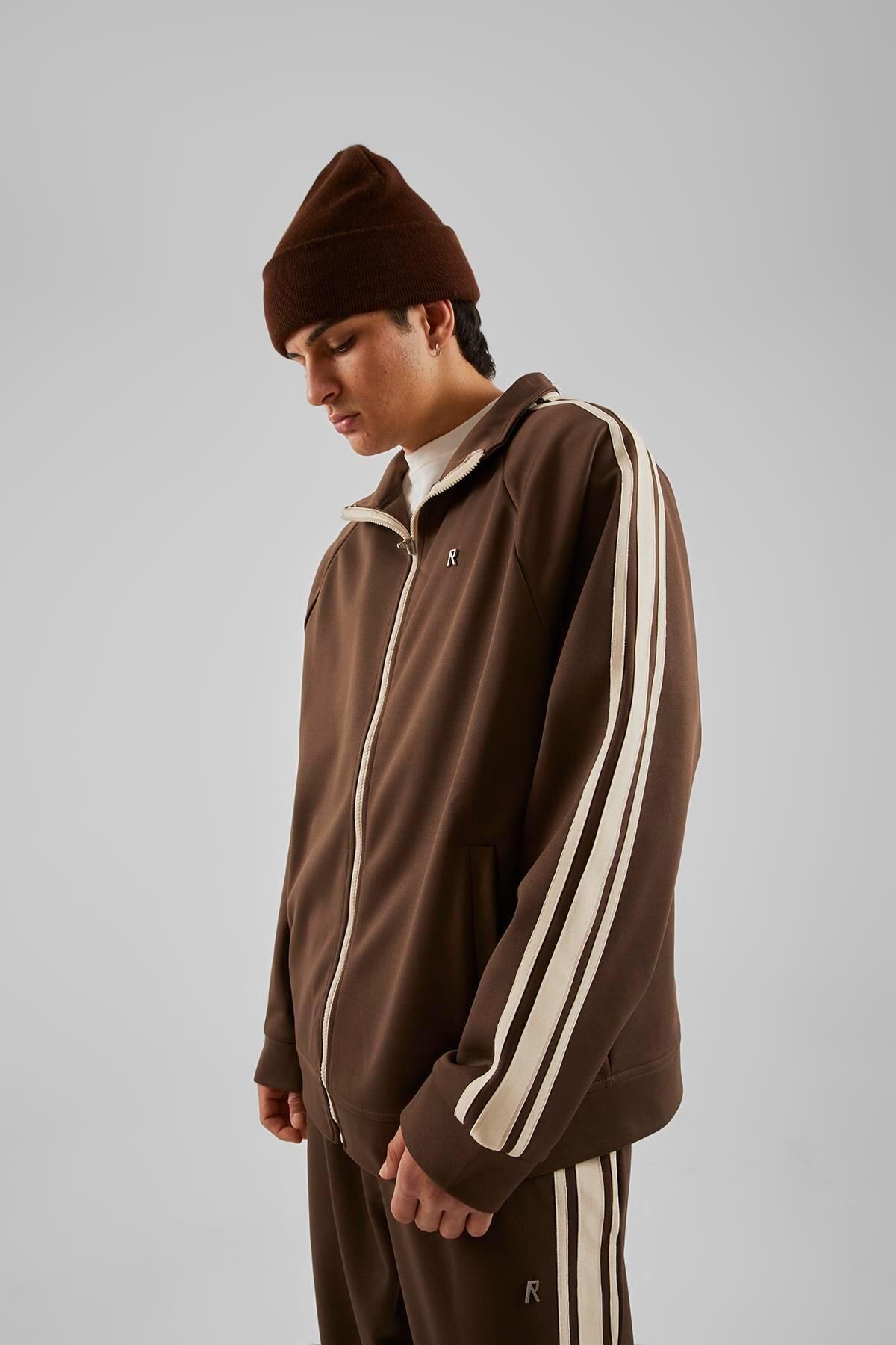 Brown adidas shop tracksuit top