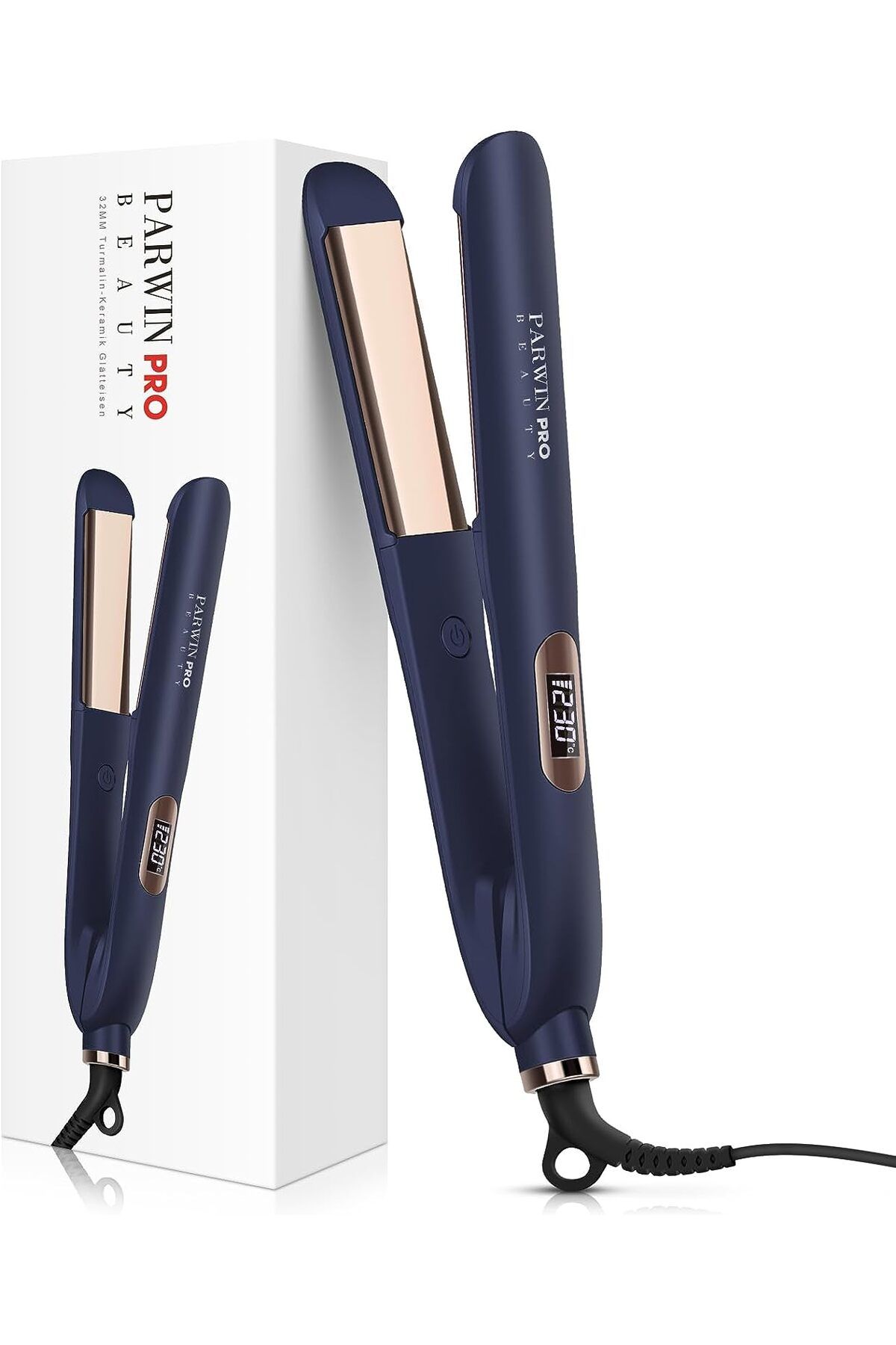 PARWIN PRO BEAUTY 32mm Nano Titanium Plated Hair Straightener Wide Heating Plate 2 in 1 with LCD Display Trendyol