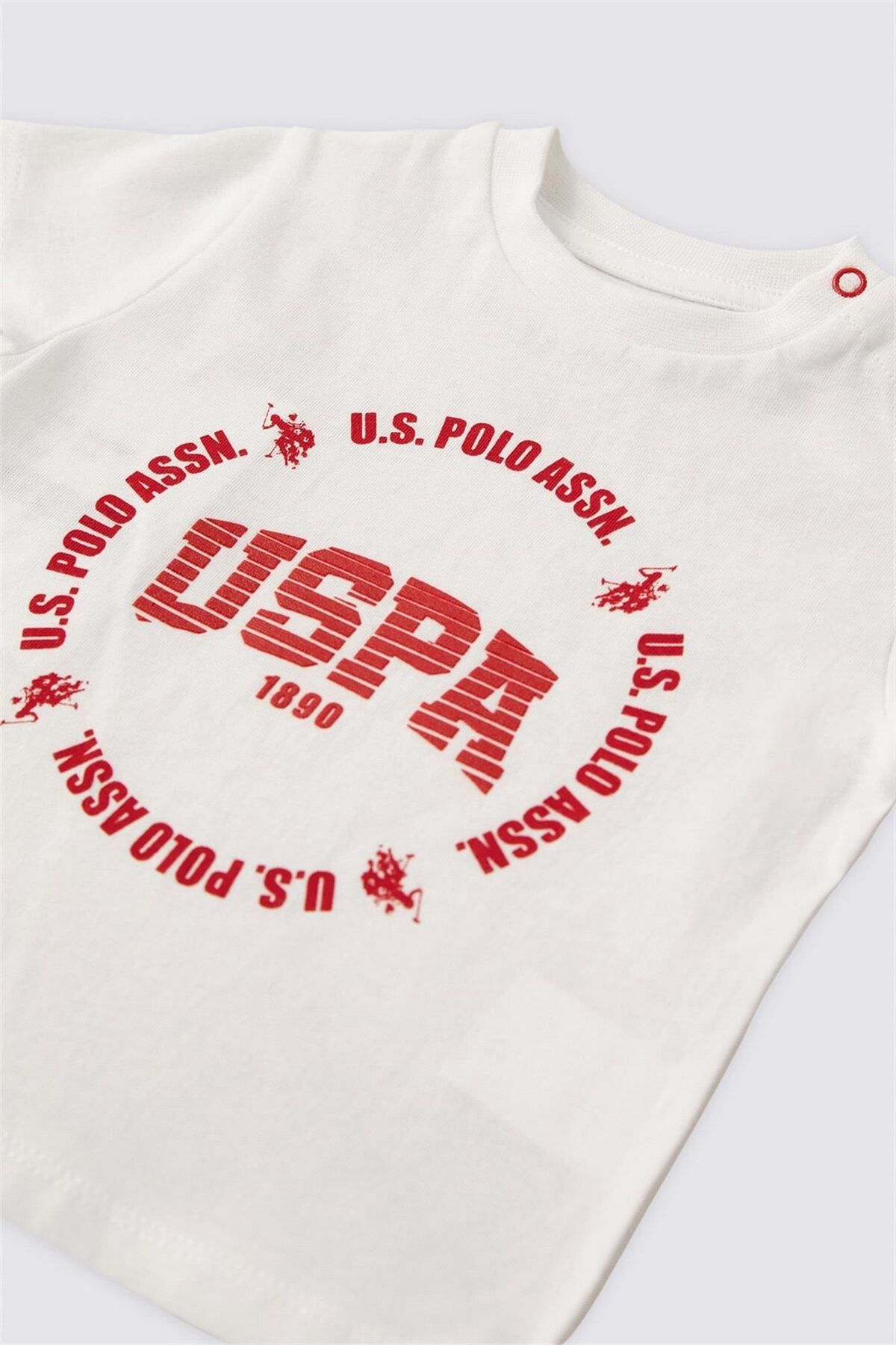 ست شورت تیشرت نوزاد پسرانه کرم USB1891 U.S. Polo Assn.