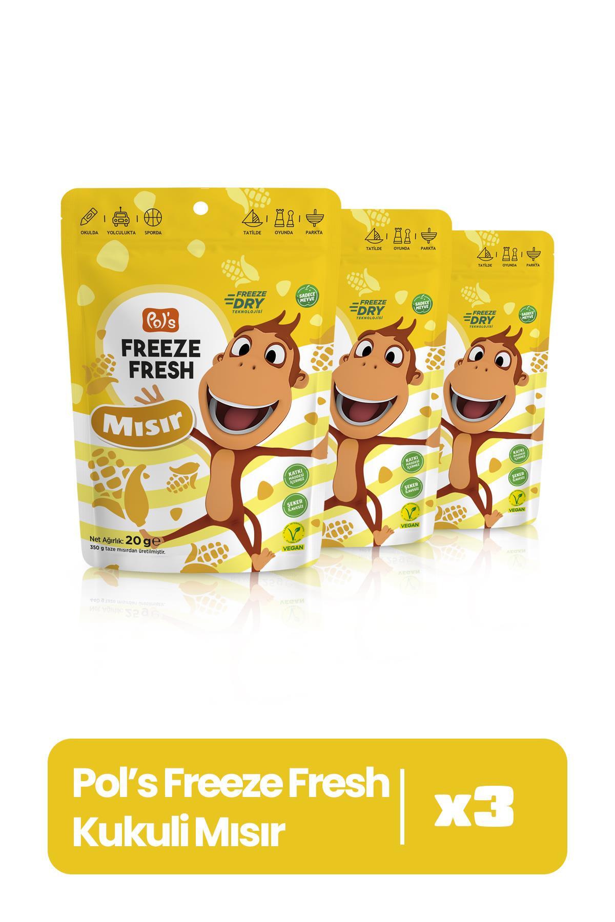 Pol's Freeze Fresh Kukuli Mısır 25 G X 3 Adet Freeze Dry Dondurularak Kurutulmuş Meyve