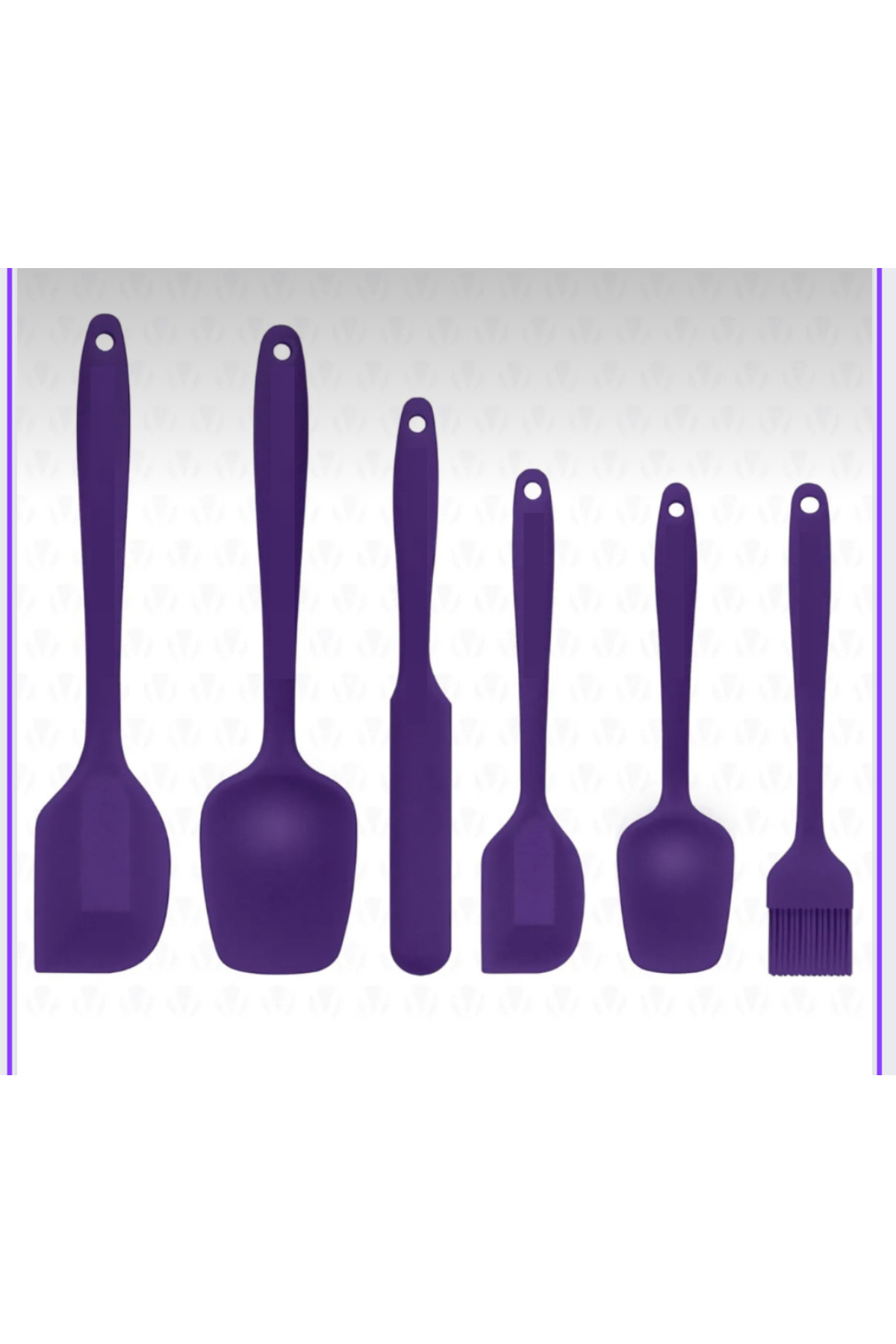 Heat Resistant Fireproof Non-Stick Silicone Spatula Set 6pcs Purple