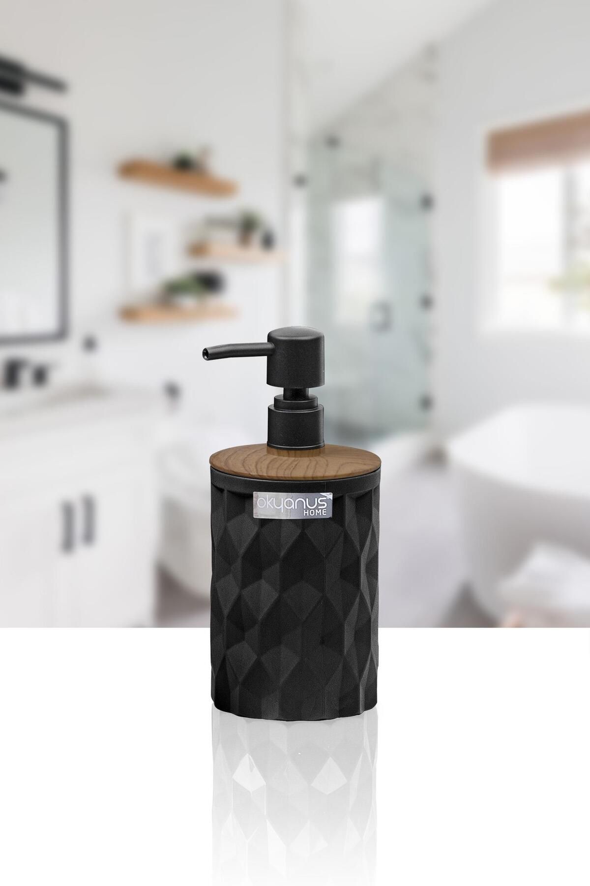 Дозатор для жидкого мыла Ocean Home Black Diamond Wood с рисунком OKY-472-3