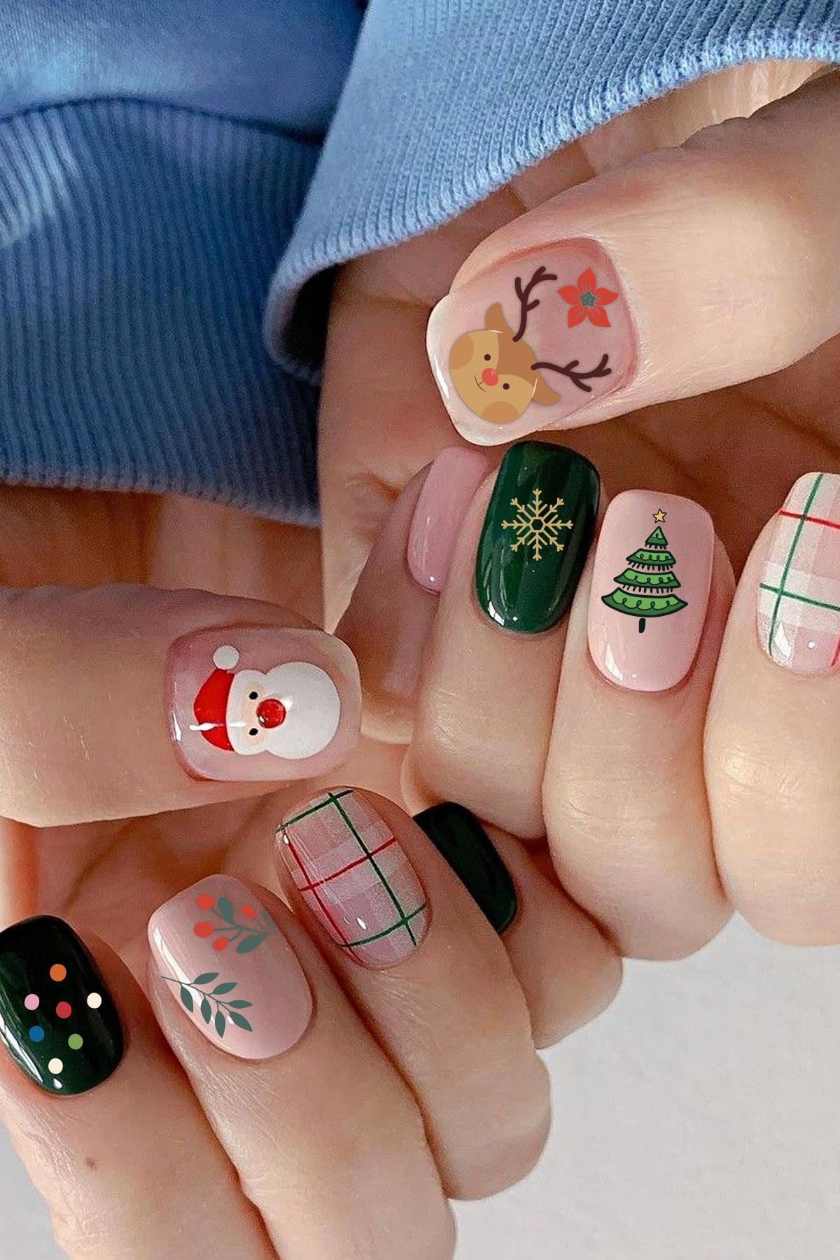 Flash Tattoos® Yılbaşı Noel Christmas Desenler Tırnak Dövmesi