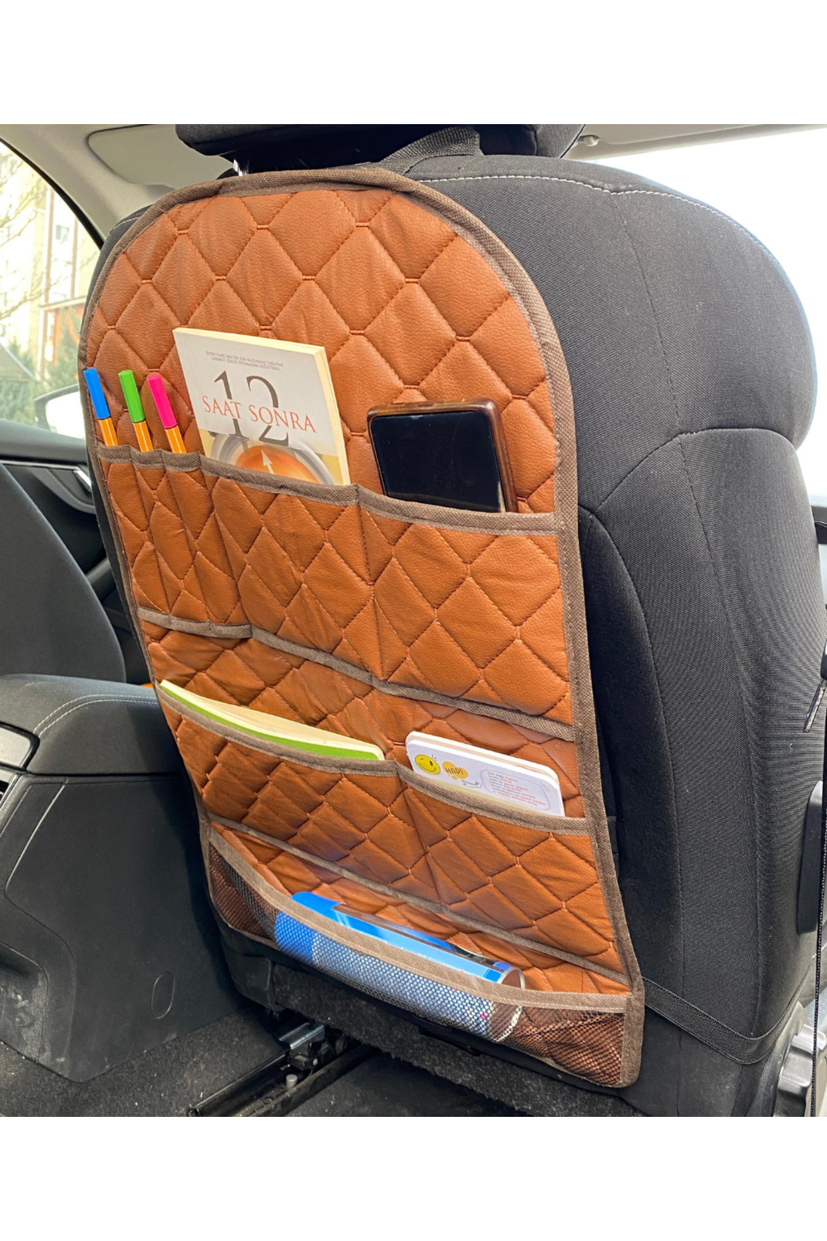 eryatex Araba Koltuk Arkası Eşya Düzenleyici Cepli Organizer Koruyucu Koltuk Arkası Çanta-Kaliteli Kumaş fotoğrafı 2 (önizleme)