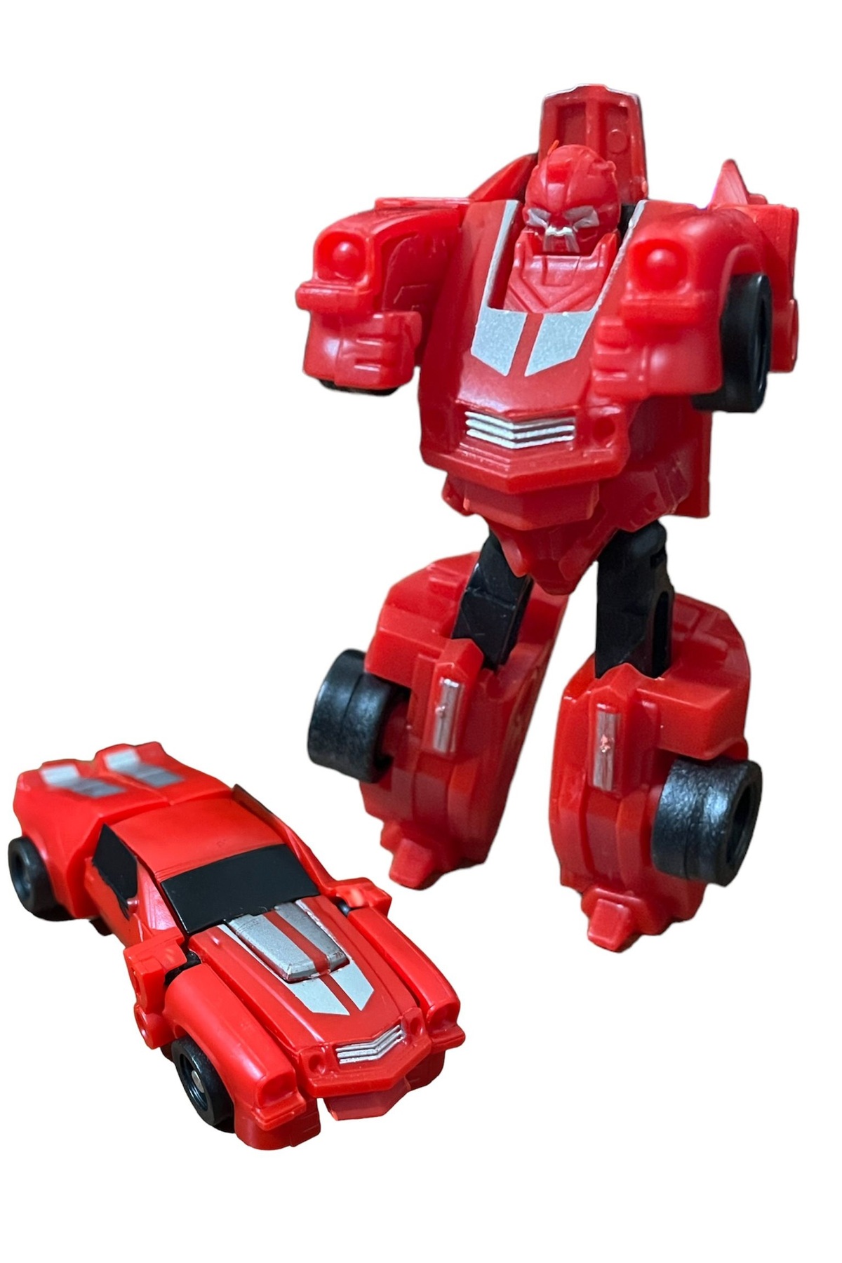 Shem SUPER Warrior Mini Plastik Gövdeli Dönüşebilen Robot Araba 7.5 CM KIRMIZI fotoğrafı 2 (önizleme)