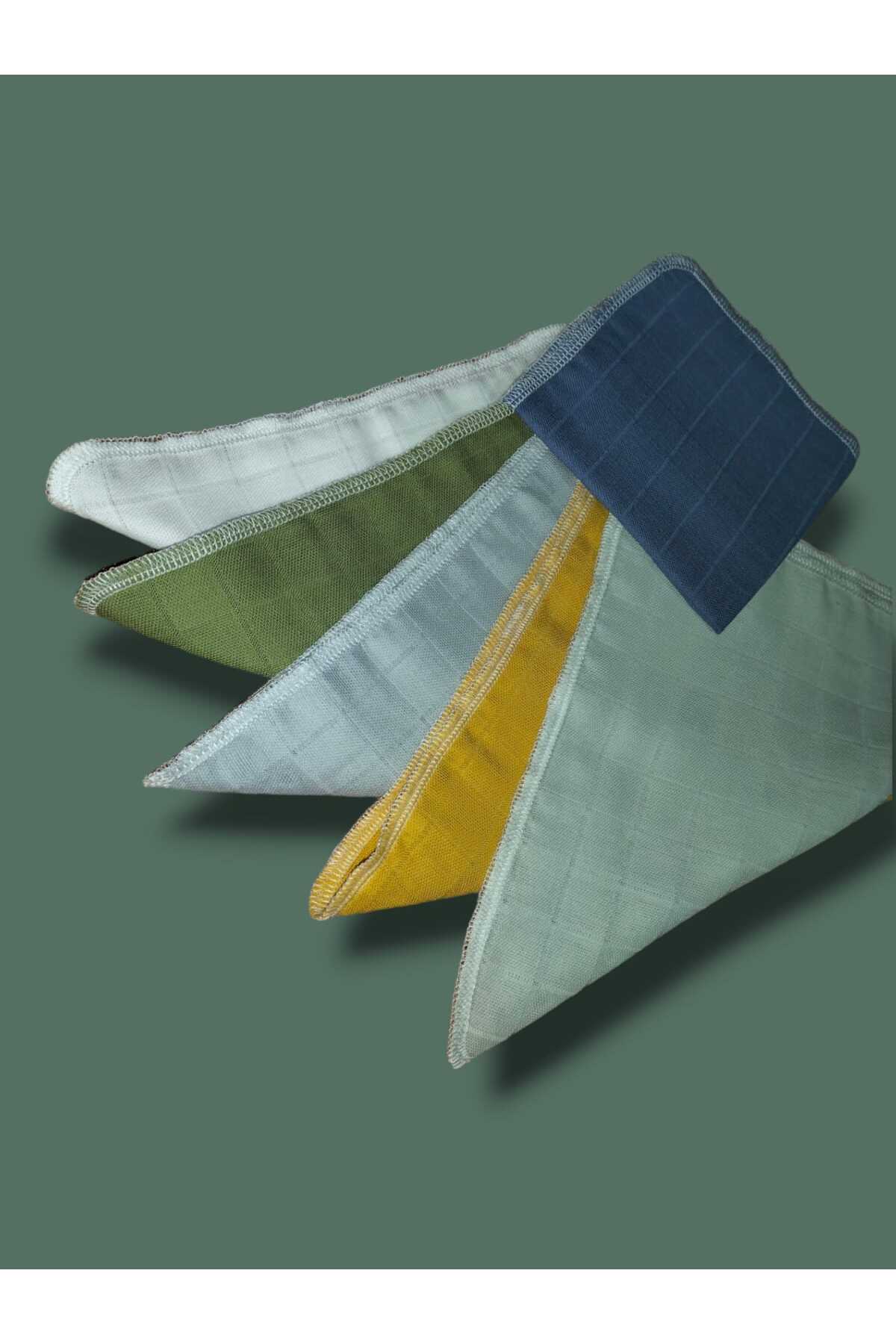 sağel 6 Adet %100 Pamuk Müslin Kumaş Bebek Ağız Mendili Ve 1 Adet Mama Önlüğü fotoğrafı 2 (önizleme)