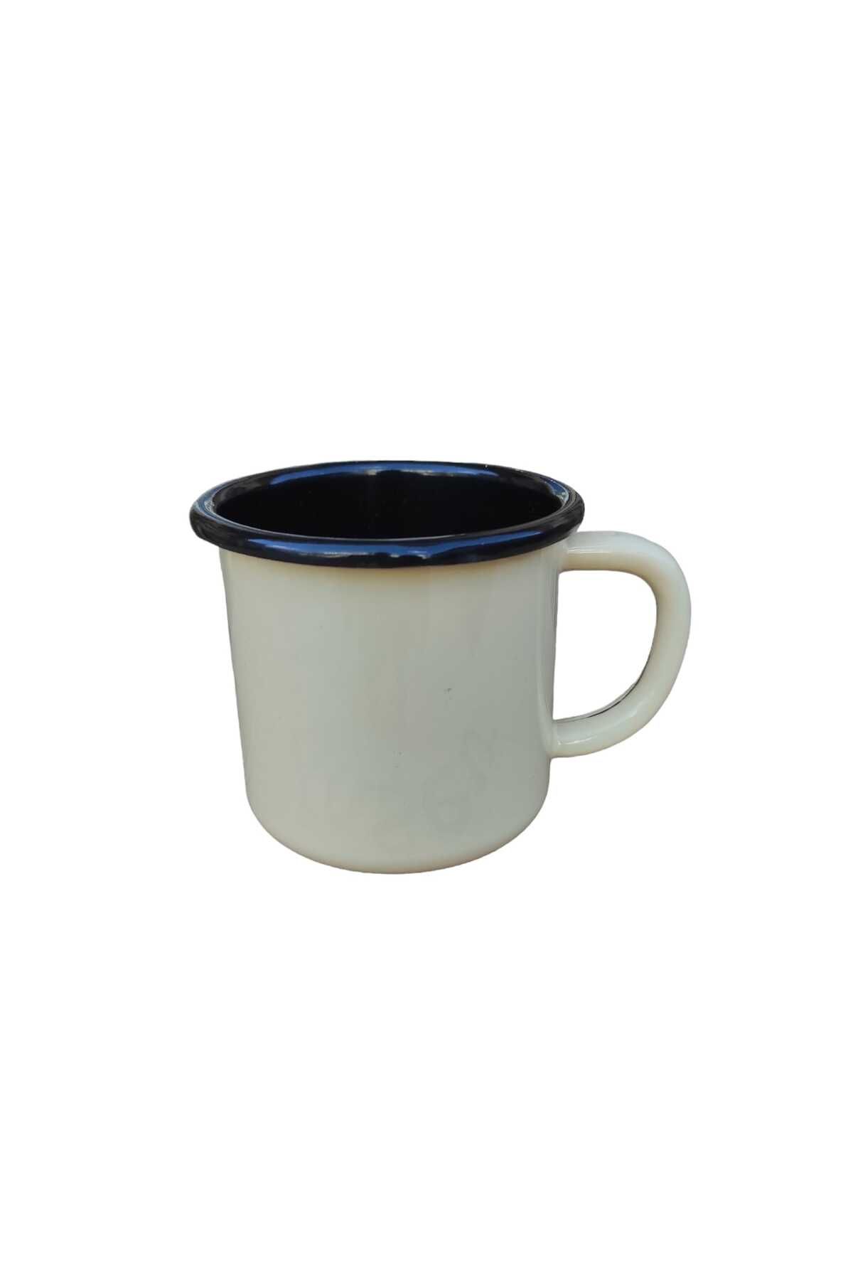 Emaye Kupa 350 ml Emaye Bardak Kampçı Kupası kahve Fincanı Kamp Bardağı beyaz