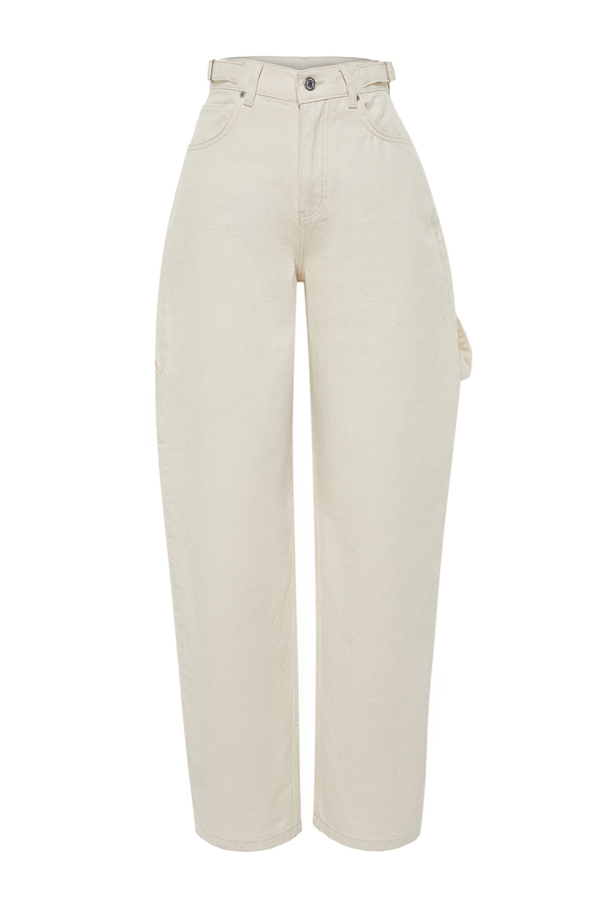 Kolekcia Trendyol-Ecru Carpenter Skater Jeans s vysokým pásom - voľný strih TWOAW24JE00308 7