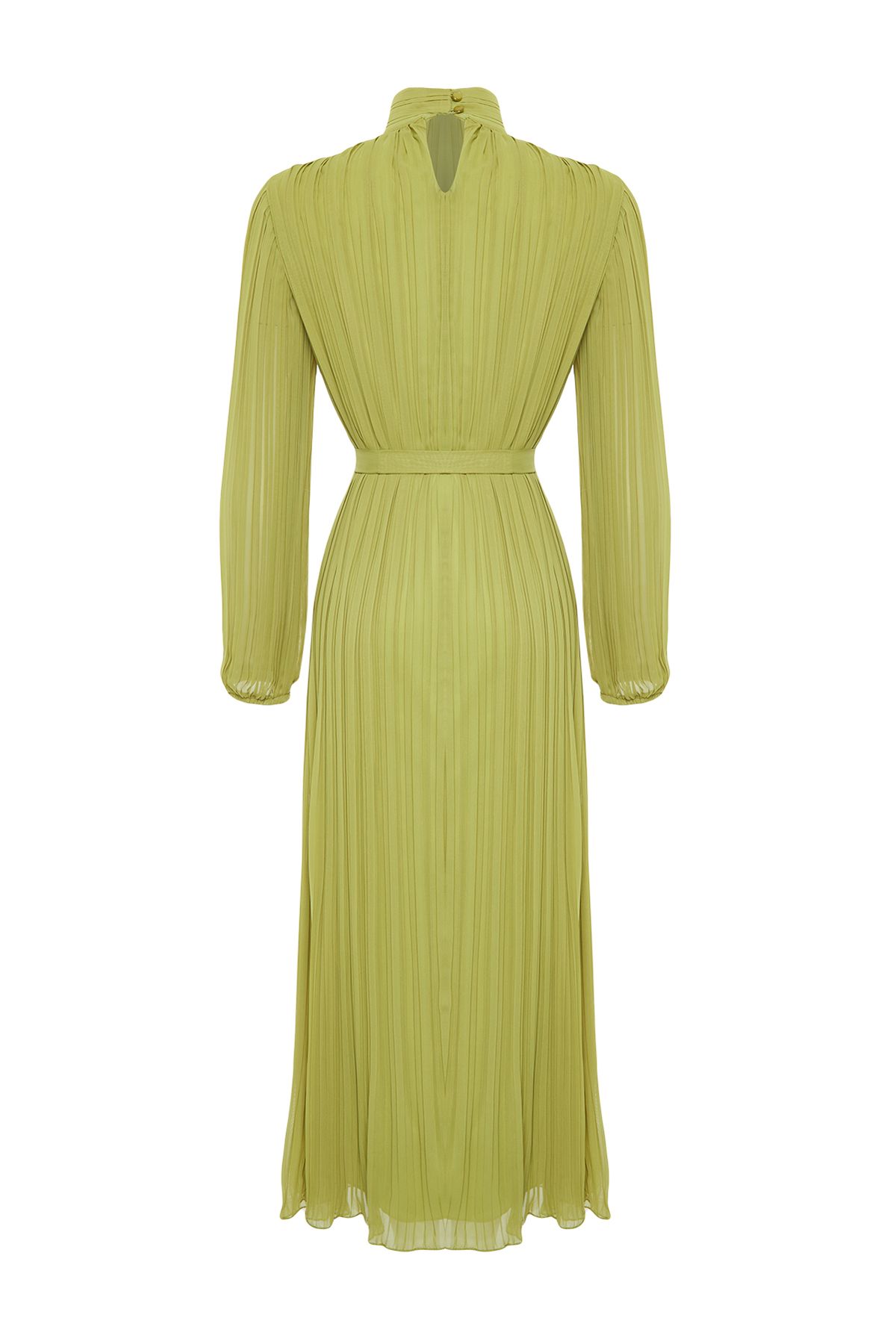Trendyol Modest-Olejově zelené tkané šifonové šaty s podšívkou TCTSS24DB00040 9