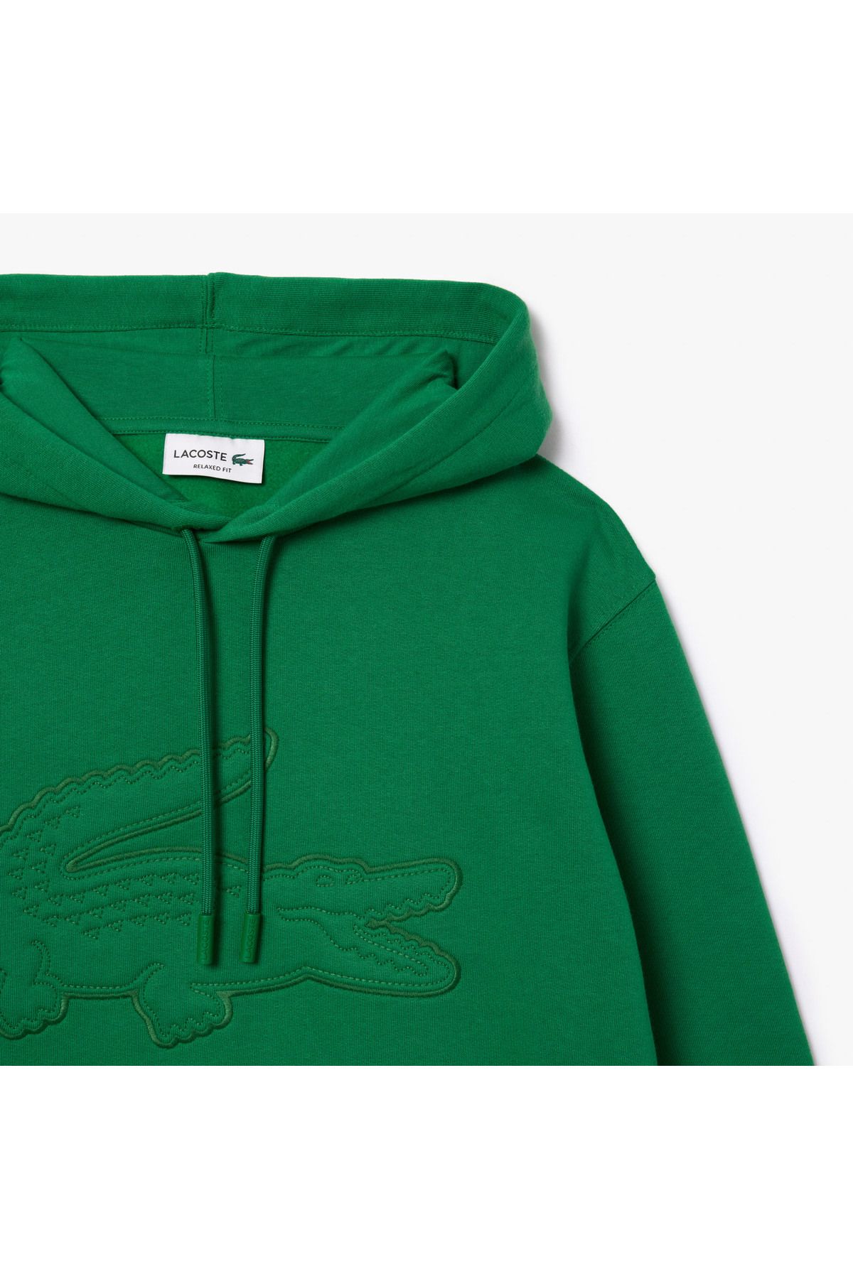 Lacoste Erkek Relaxed Fit Kap onlu Bask l Ye il Sweatshirt