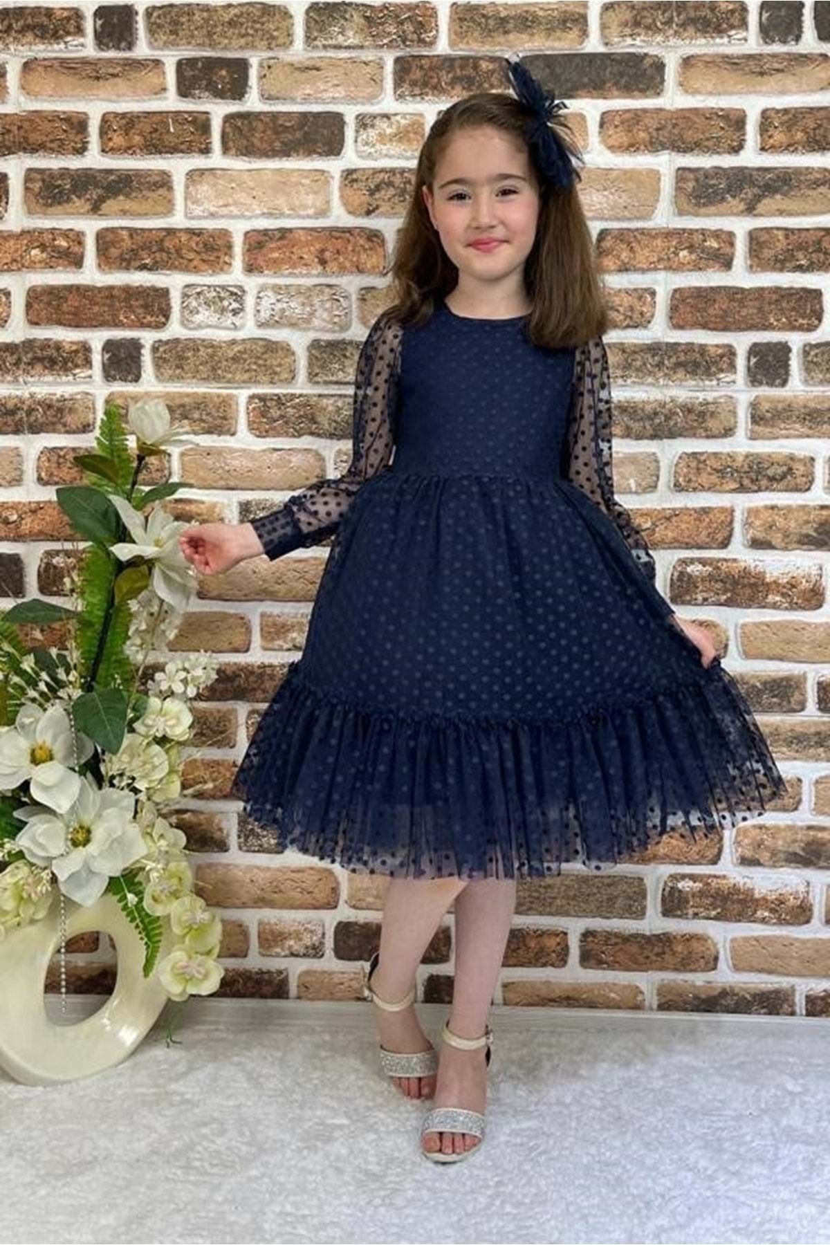 Dark blue dress for girl top