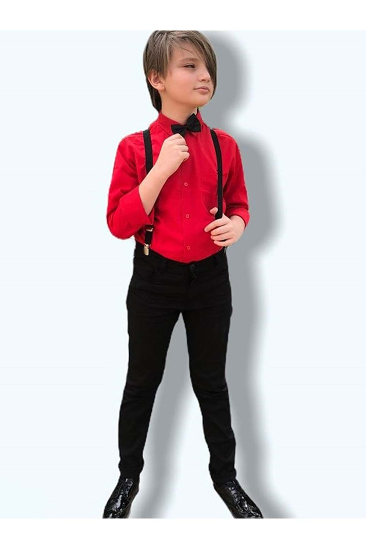 Black dress shirt clearance with red suspenders