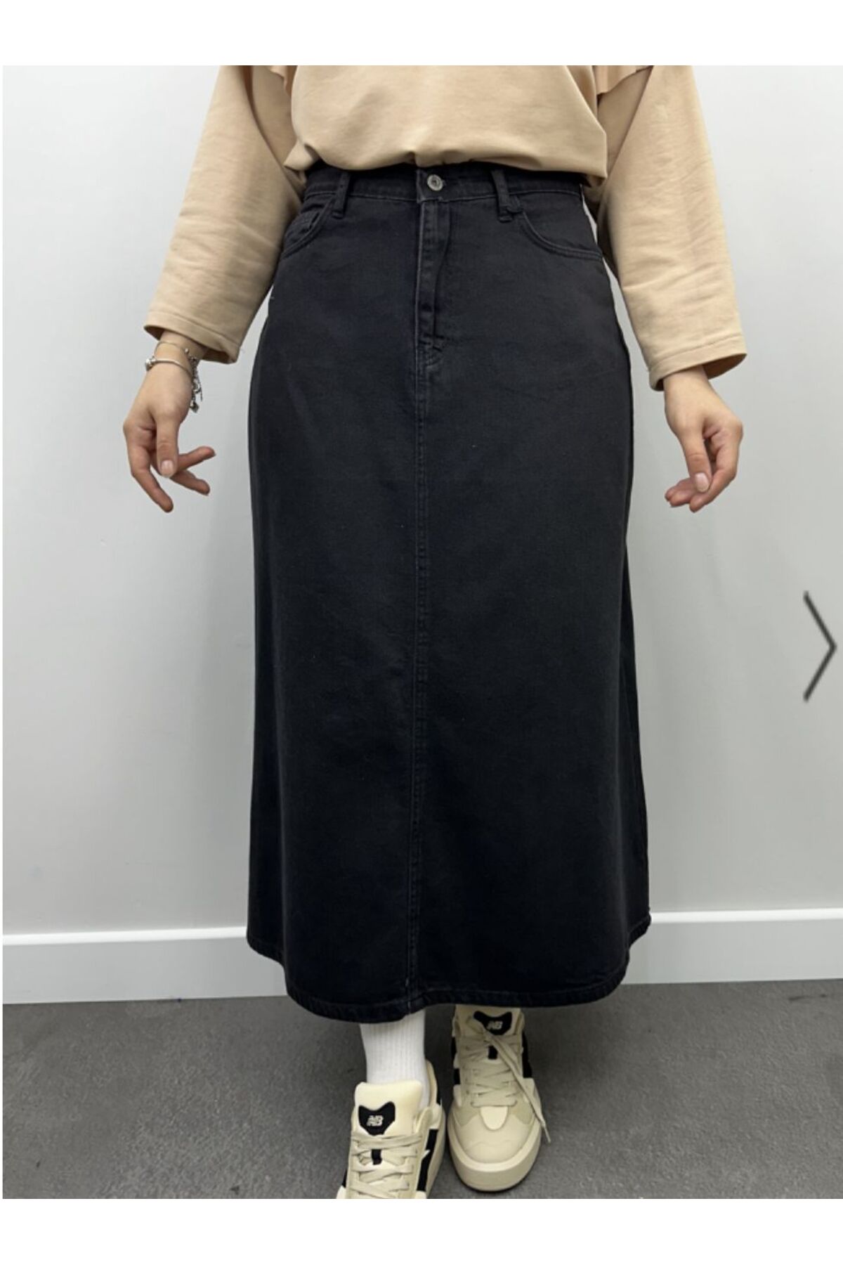 Parçalı Denim Etek - Siyah main image 0