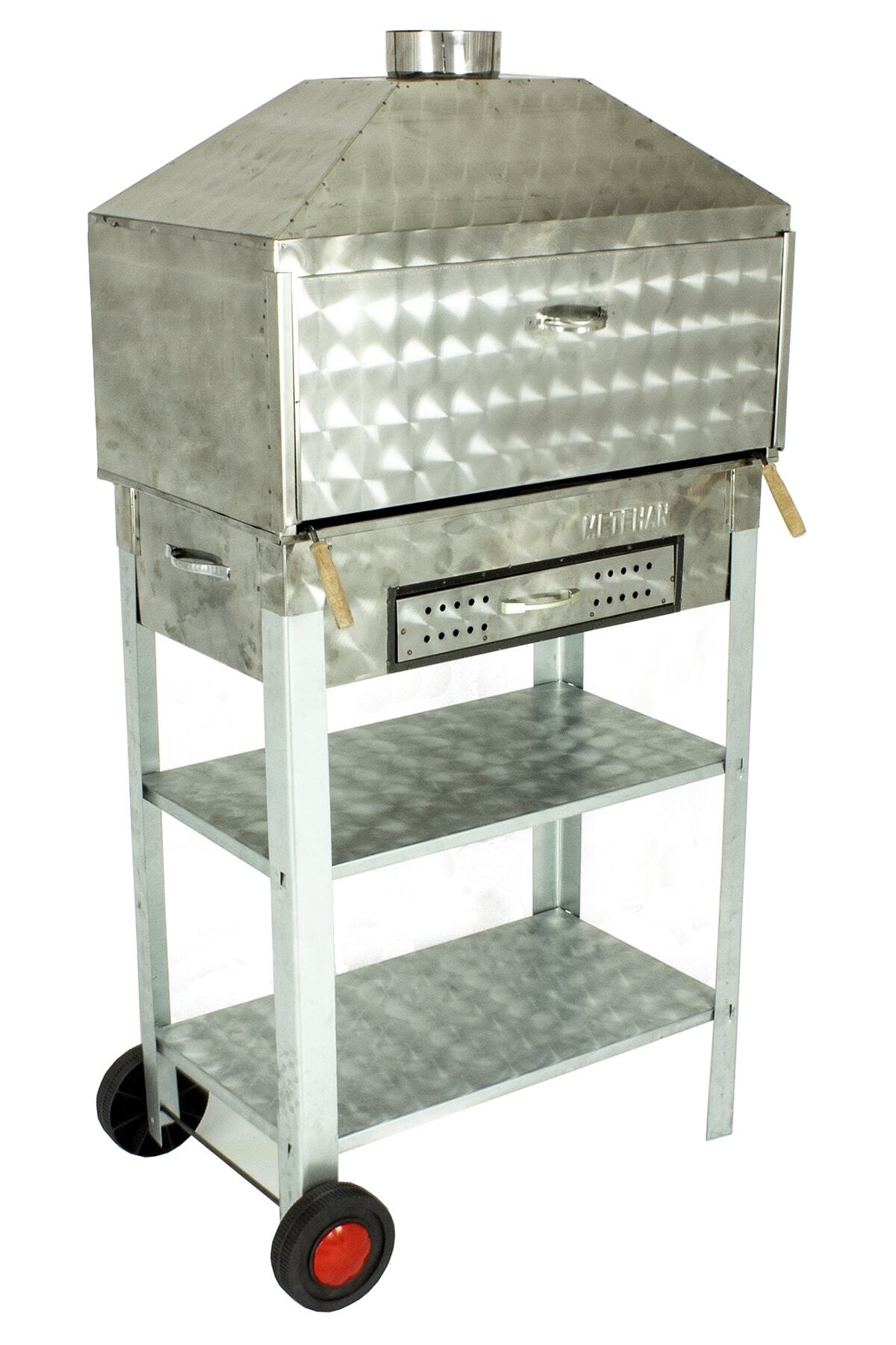 Davlumbazlı Bacalı Maltız Izgaralı Çekmeceli Krom Mangal (2 Tekerlekli) Mth-264 4