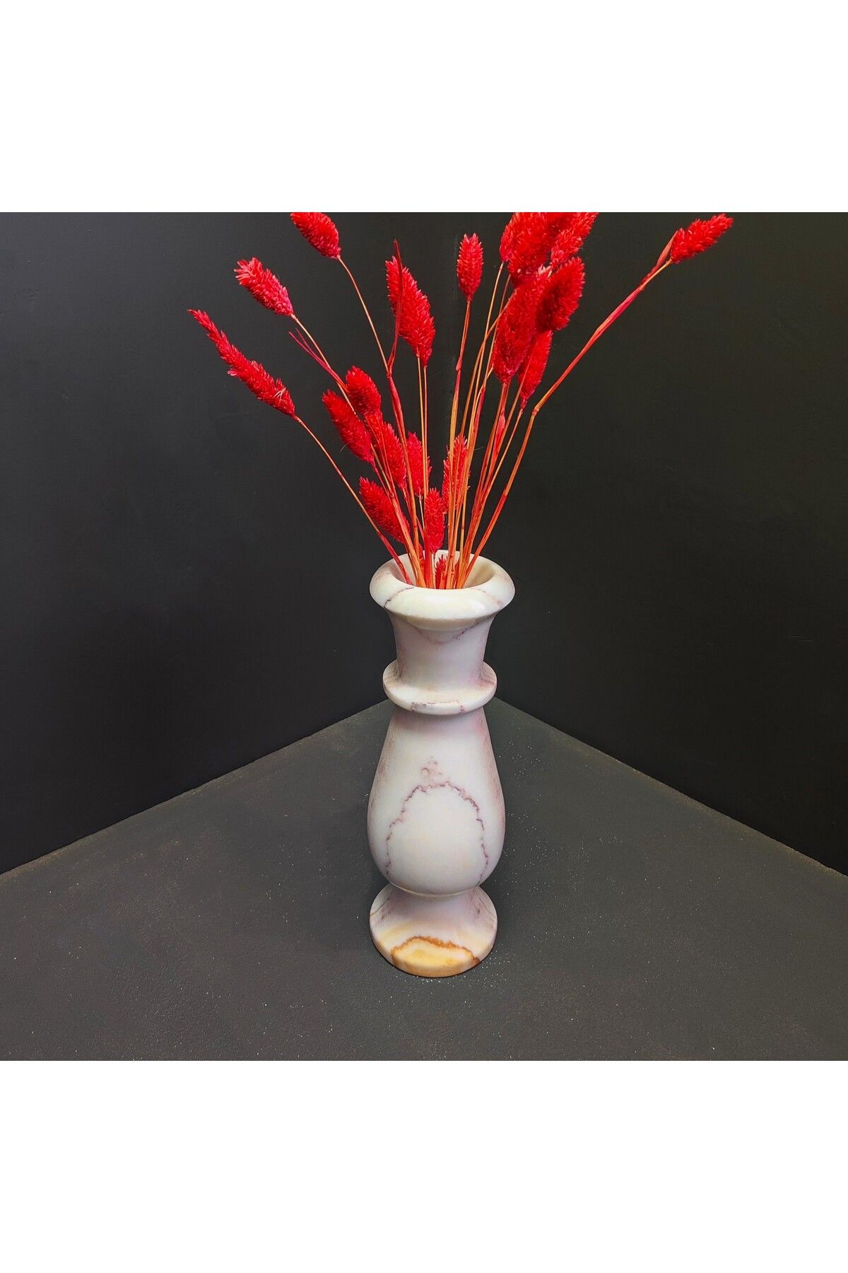 decors by stone since 2020-Decorative Marble Vase - Orange and Onix 2