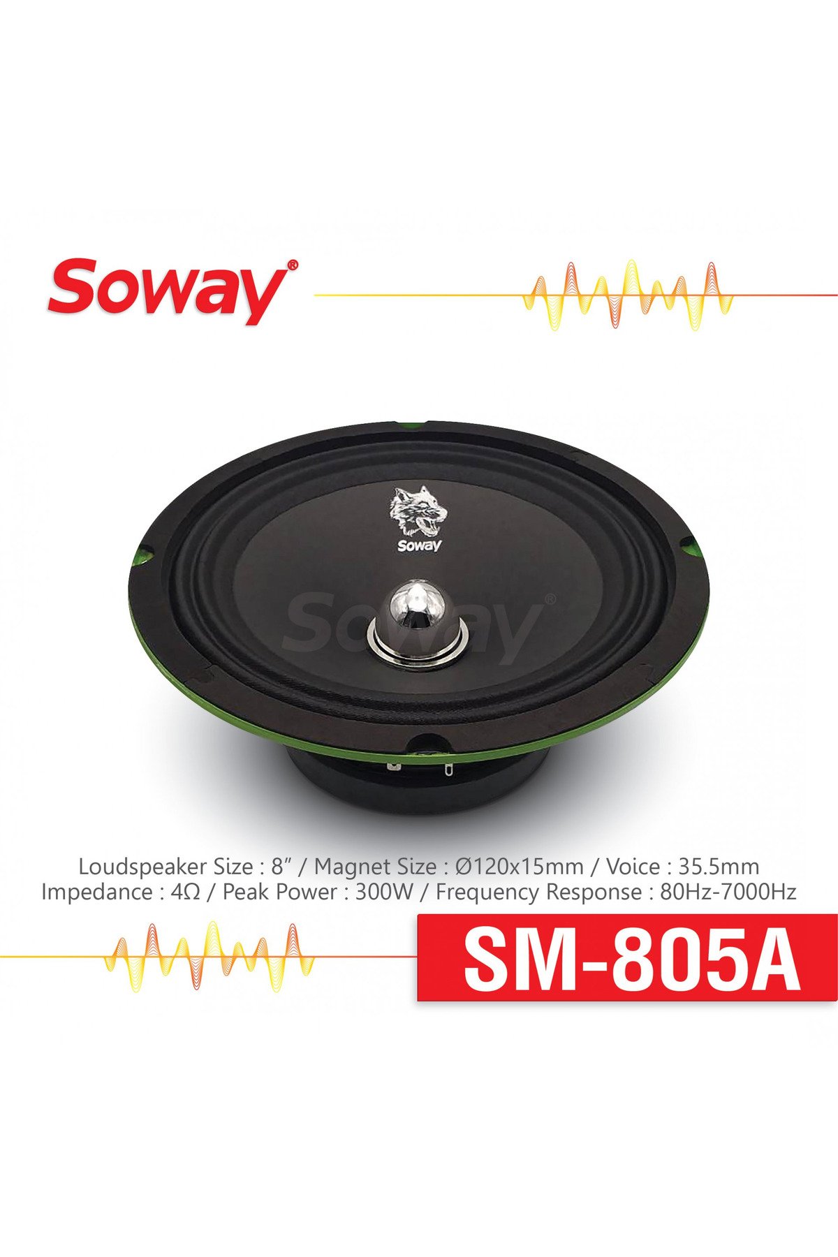 EXVOL SOWAY SM-805A 20CM MİDRANGE KURŞUN GÖBEK 300W 60RMS HOPARLÖR