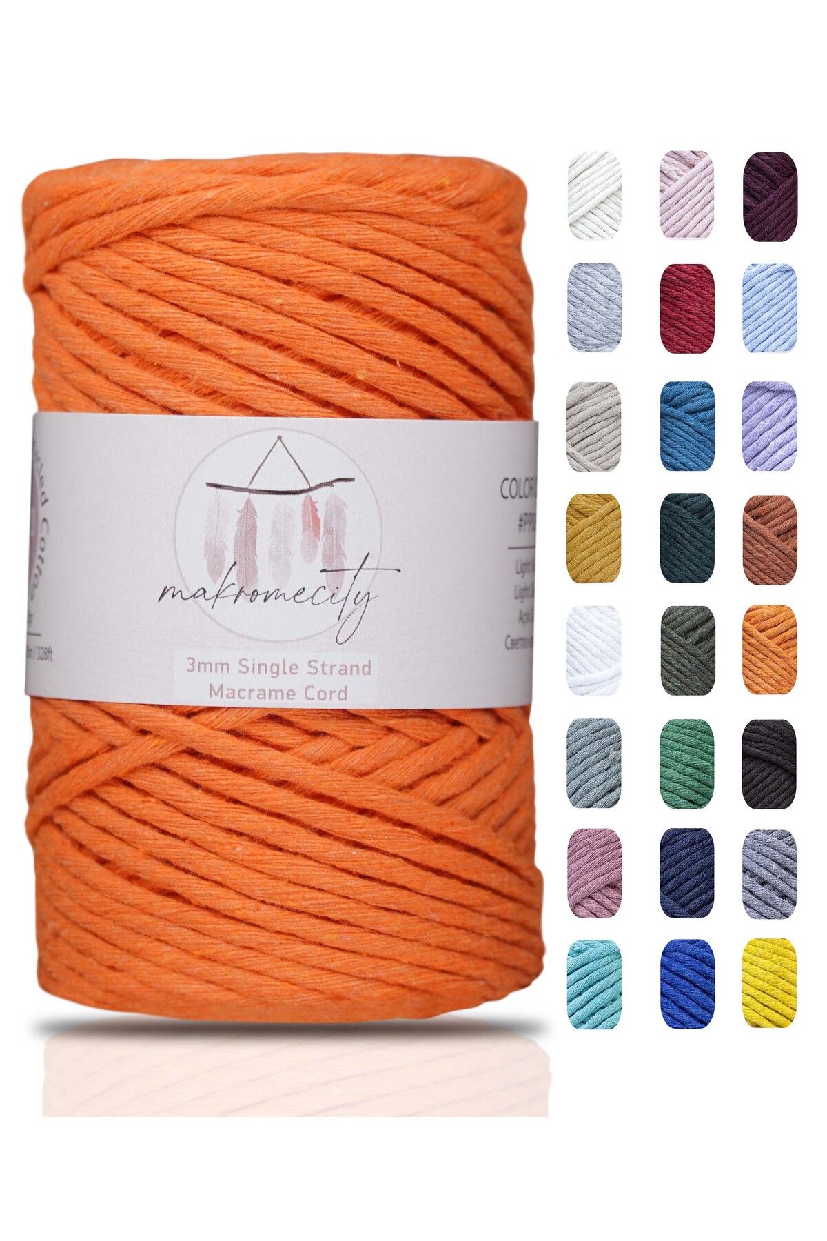 Makromecity-Scalloped Macrame Thread 3mm Scalloped Cotton Macrame Thread Macrame Thread Orange 1