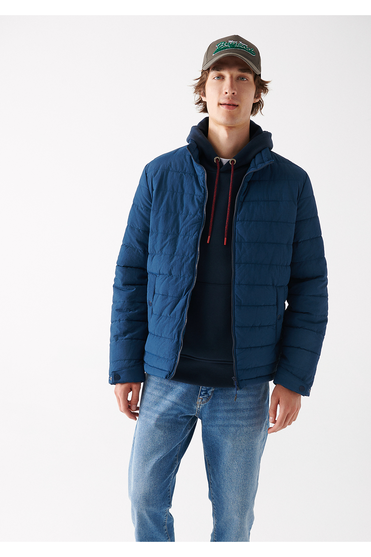 کاپشن پفی سرمه‌ای یقه ایستاده 0110039-70720 Mavi