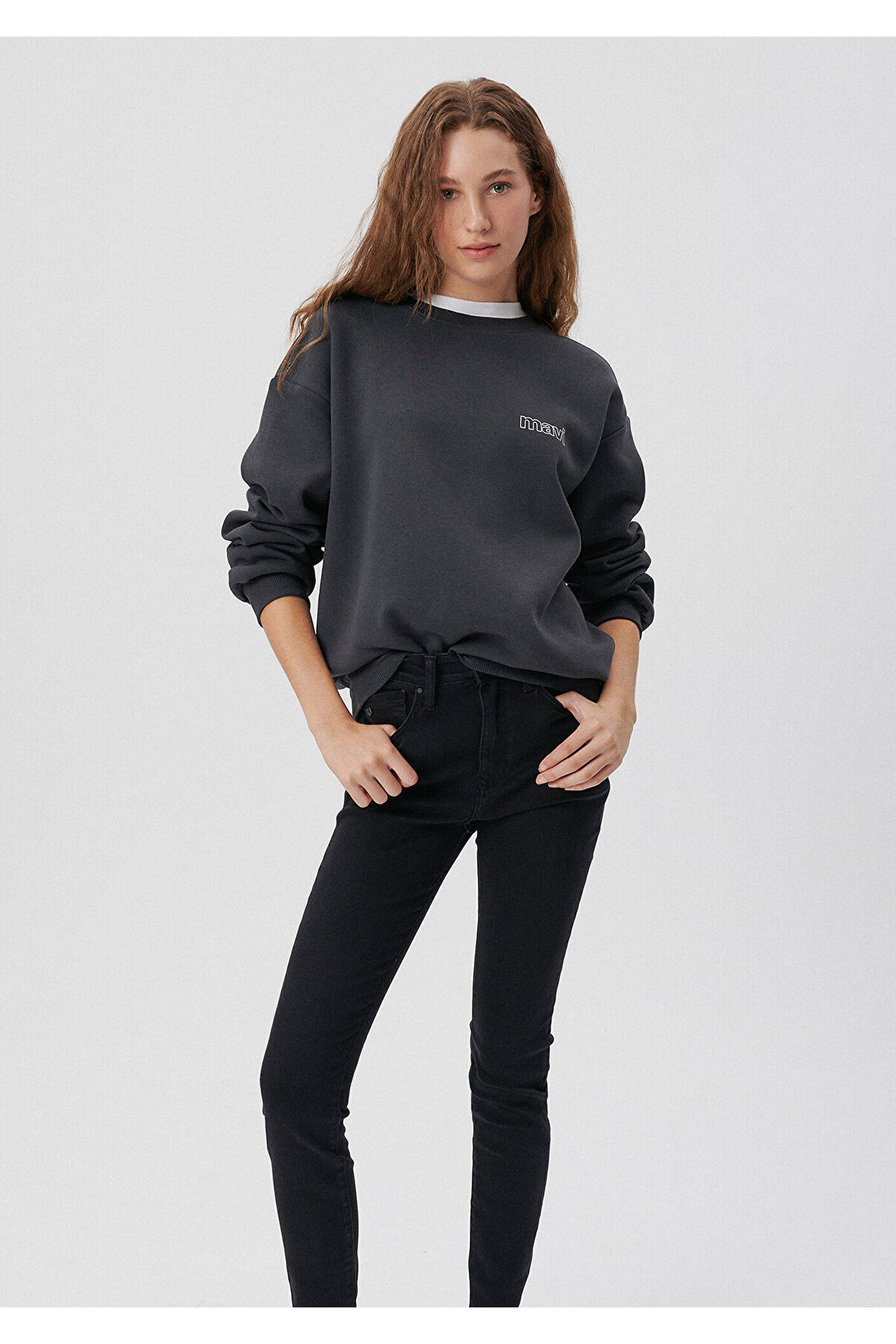 Maxi Split SS Logo Sweat - Antracit