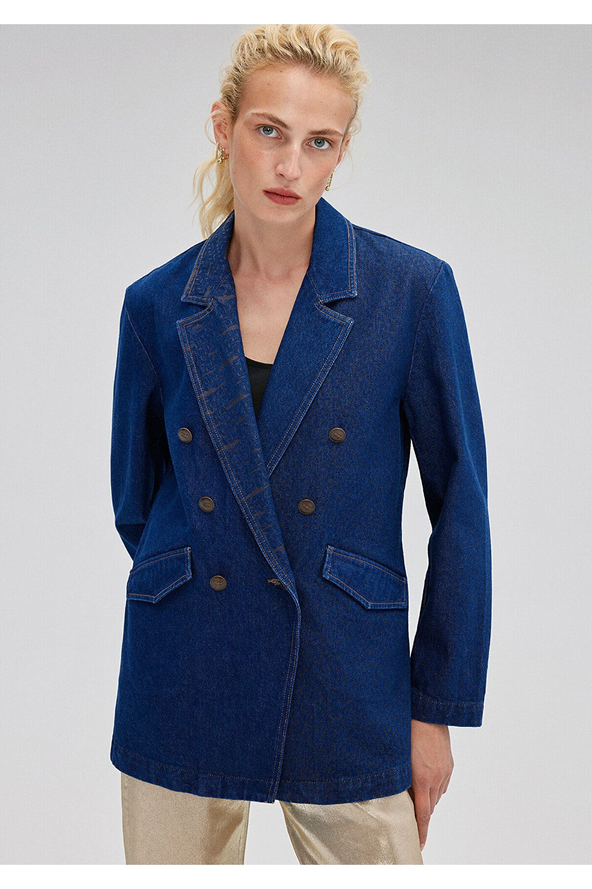 Denim double breasted on sale blazer