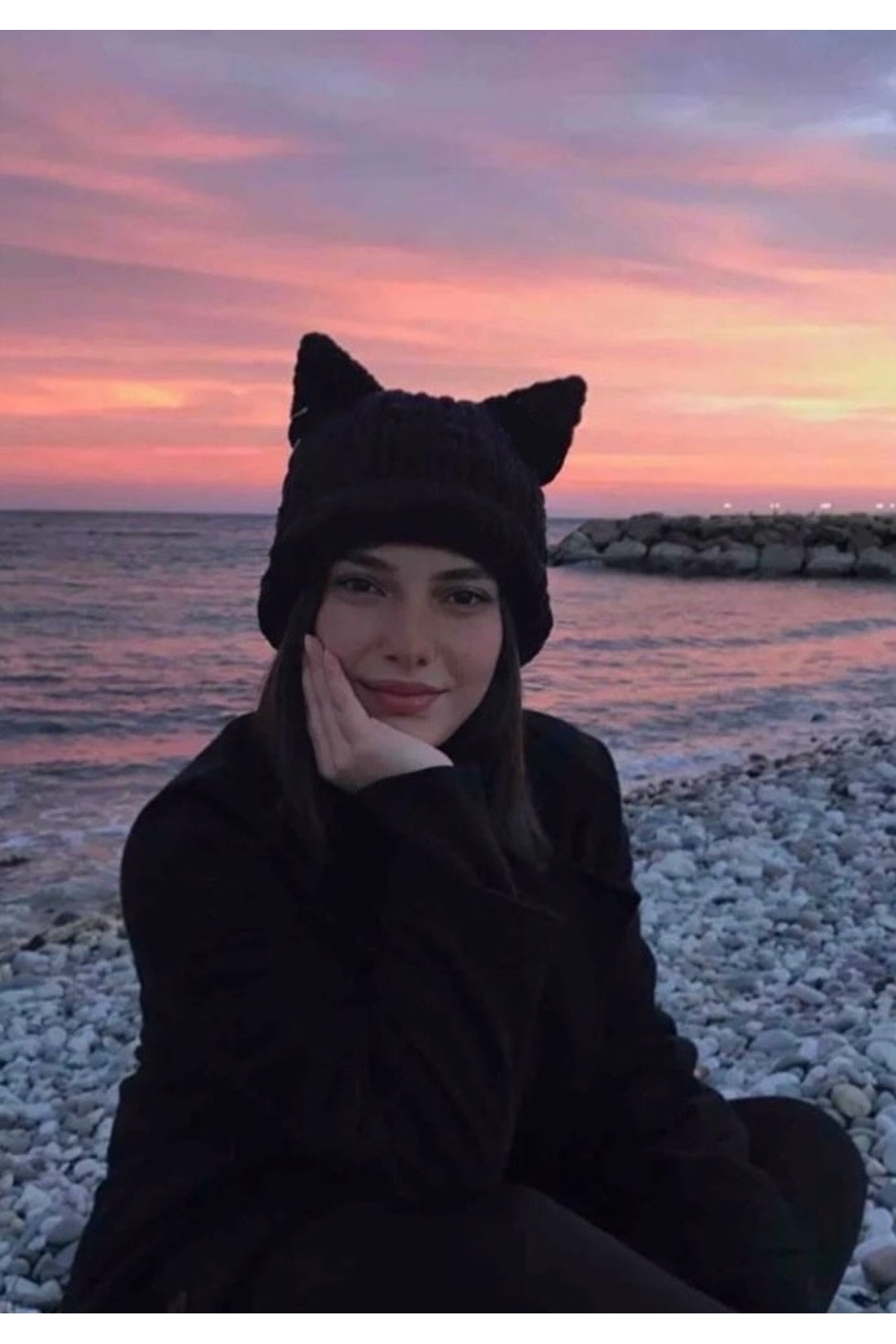 ALARA REYHAN Kedi Kulaklı Pofuduk Bere Handmade Hediyelik görsel 2
