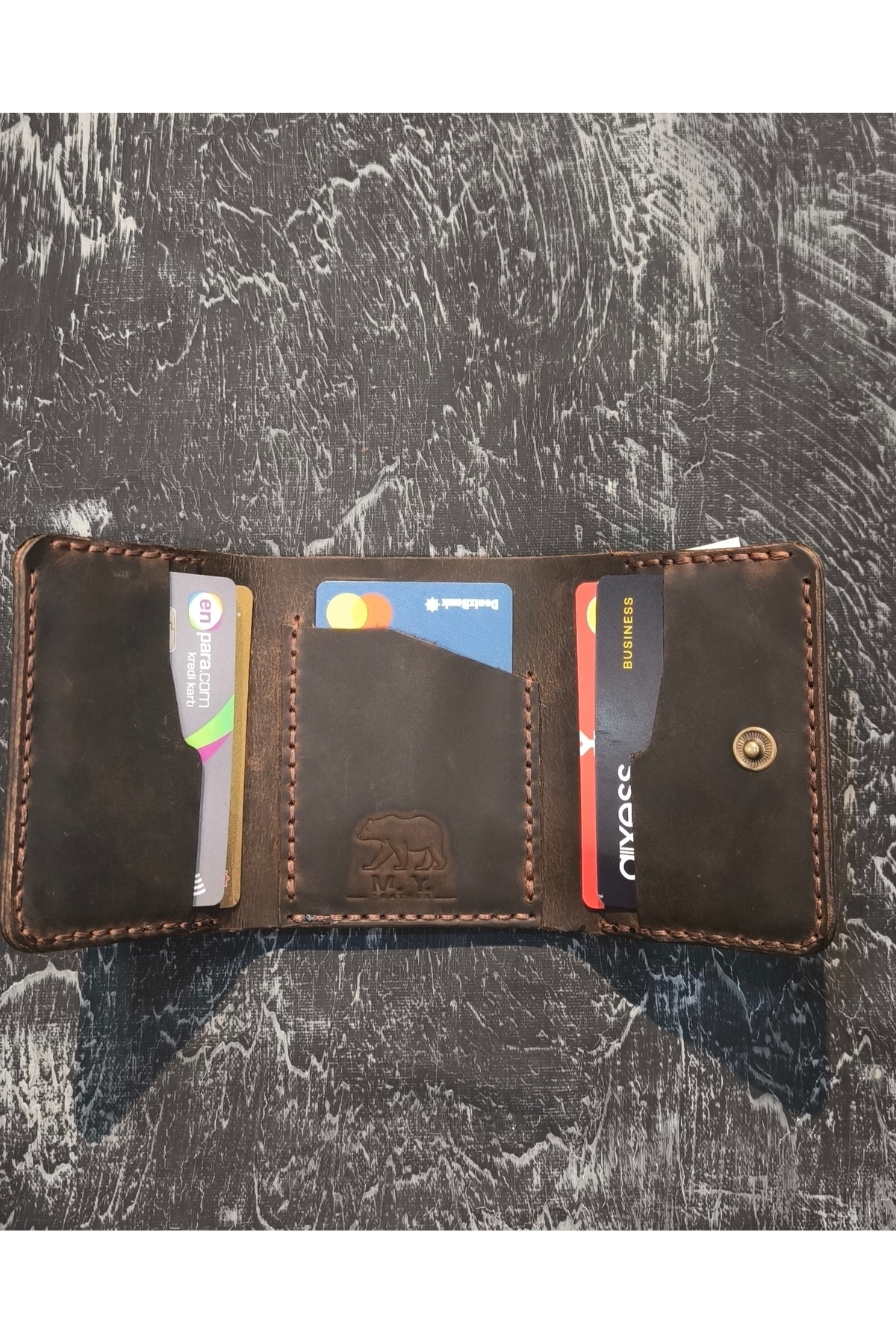 کیف پول مردانه قهوه ای MY Leather | katlamali-spor-cuzdan اورجینال - تصویر 3